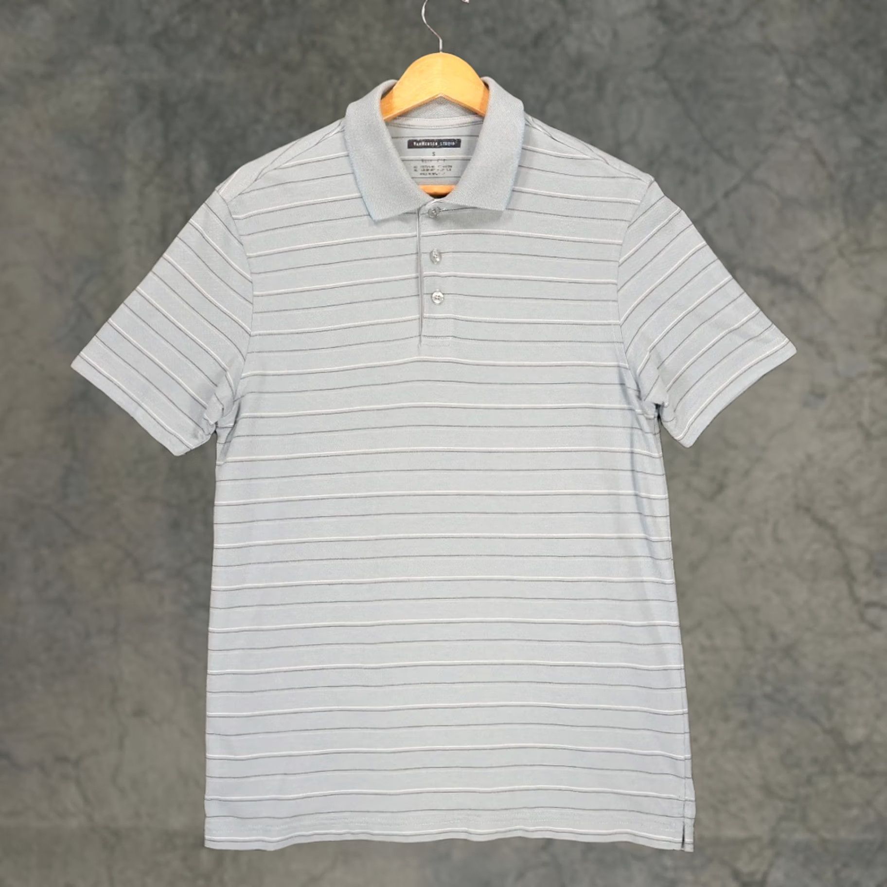 Van Heusen Van Heusen Studio Polo Shirt Mens S Blue Striped Slim Fit Short Sleeve Size US S / EU 44-46 / 1 - 1 Thumbnail