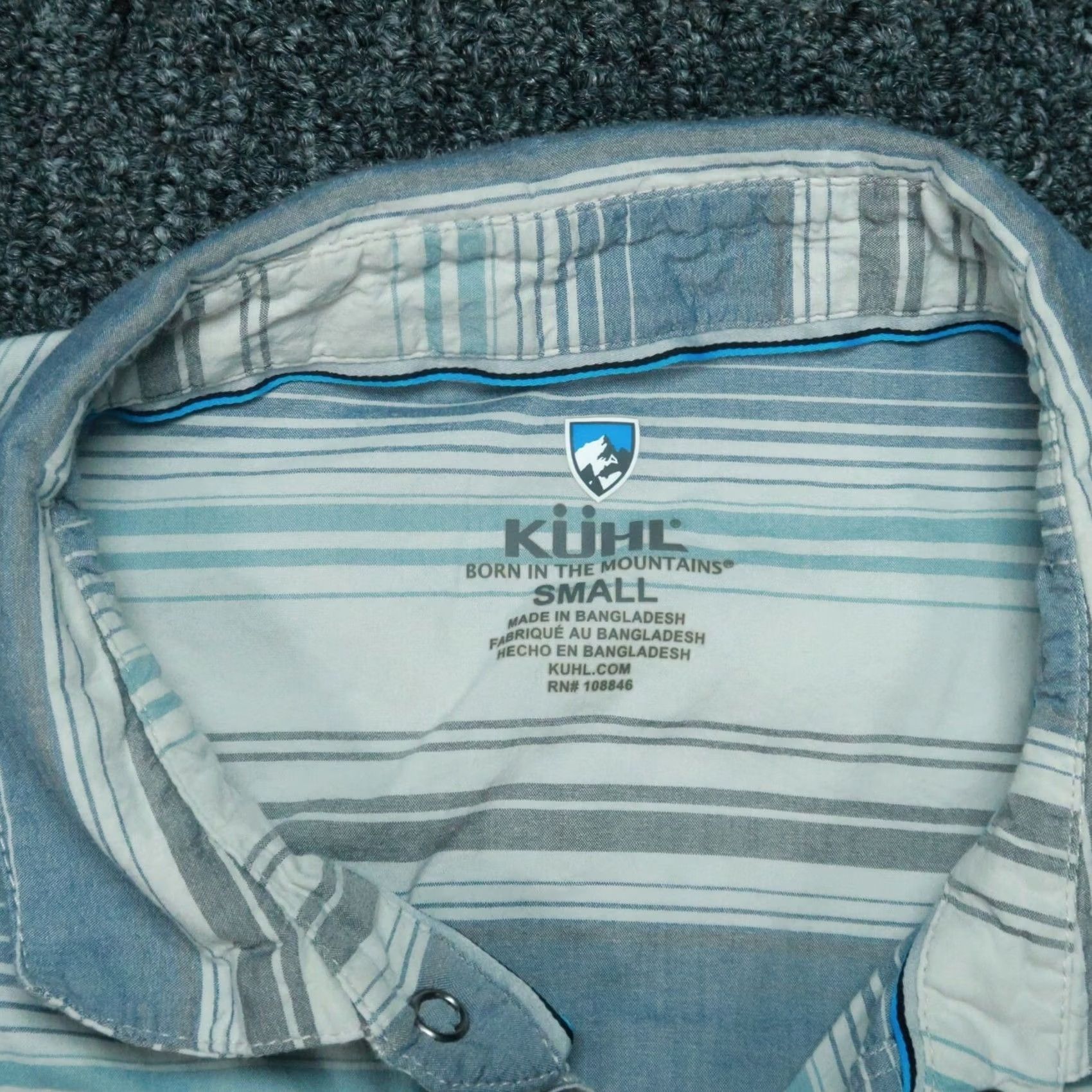 Vintage Kuhl Shirt Mens Small Blue Gray Intriguer SS Snap Striped Short Sleeve Hiking Size US S / EU 44-46 / 1 - 3 Thumbnail