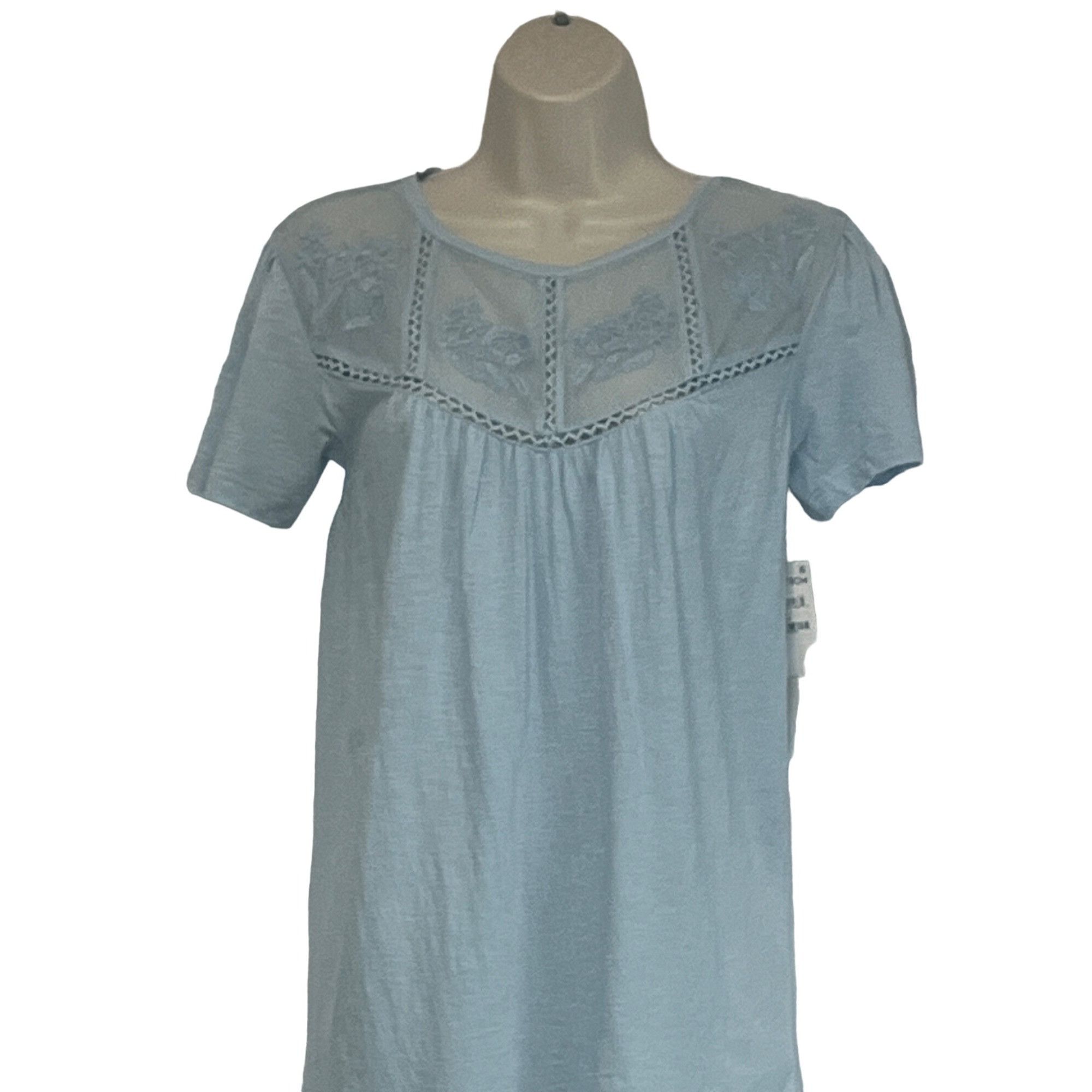Other Caslon Embroidered Yoke Tee in Blue Falls, Sz. XXS Size XXS / US 00 / IT 34 - 13 Thumbnail