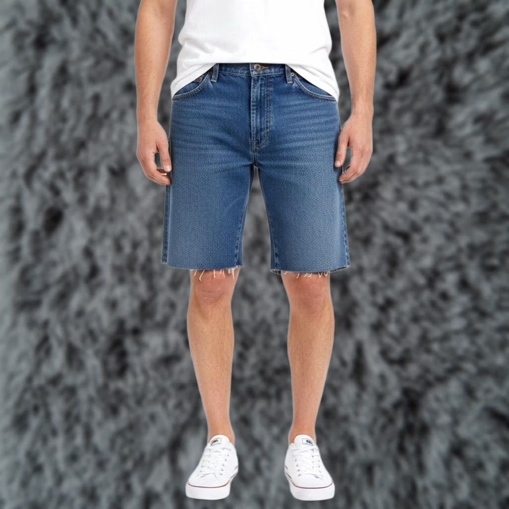 Dickies Dickies Denim Jean Shorts Bermuda Mens 31 Blue Raw Hem Distressed 5-Pocket Solid Denim Casual Workwear Size US 31 - 1 Thumbnail