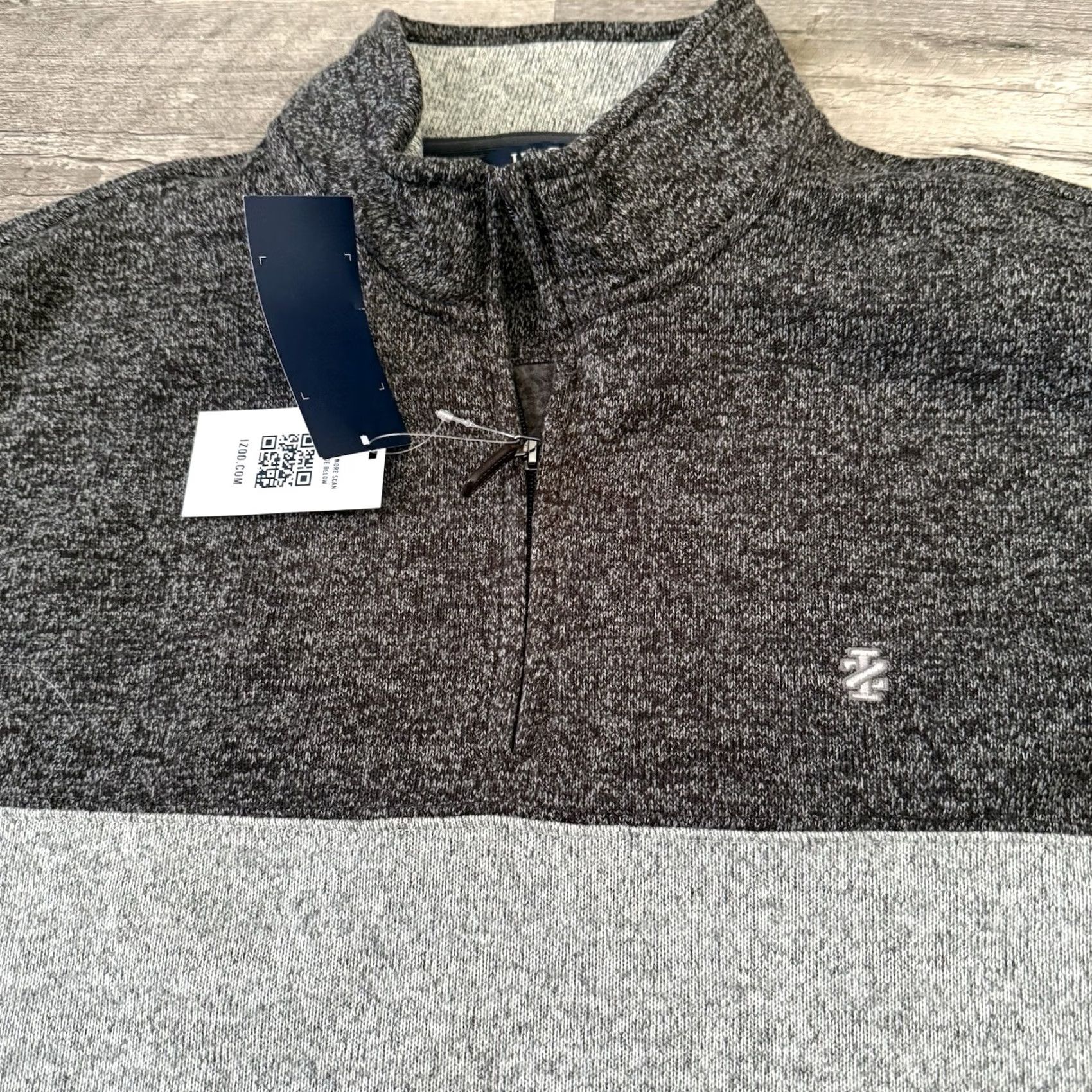 Izod IZOD Sweater 1/4 Zip Mens XL Gray Long Sleeve Knit Polyester Thermal Tech Size US XL / EU 56 / 4 - 8 Thumbnail