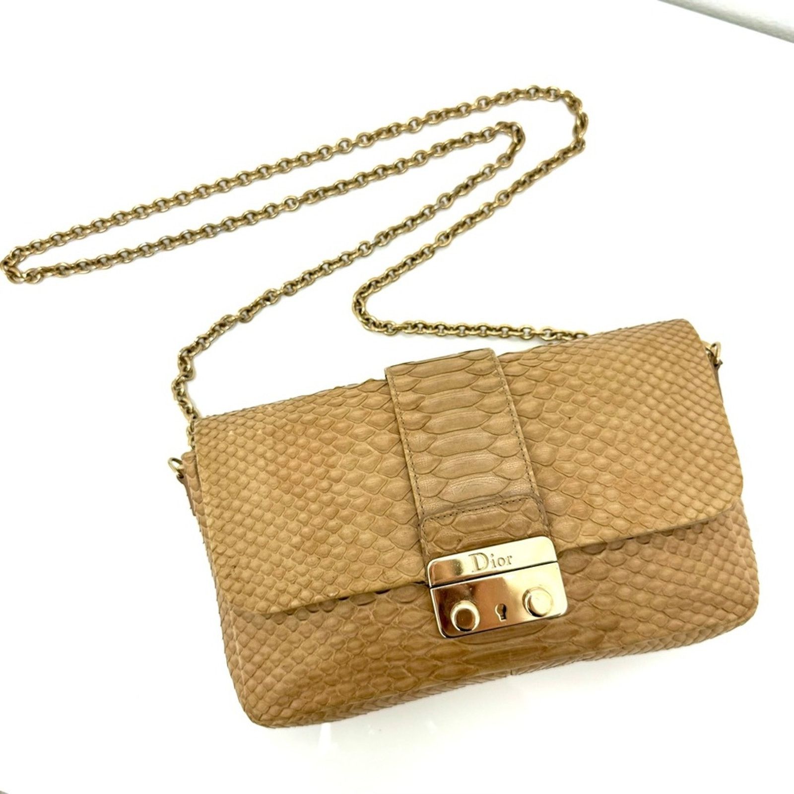 Dior Dior Nude Snakeskin New Lock Pouch Chain Clutch, Authentic Size ONE SIZE - 2 Thumbnail