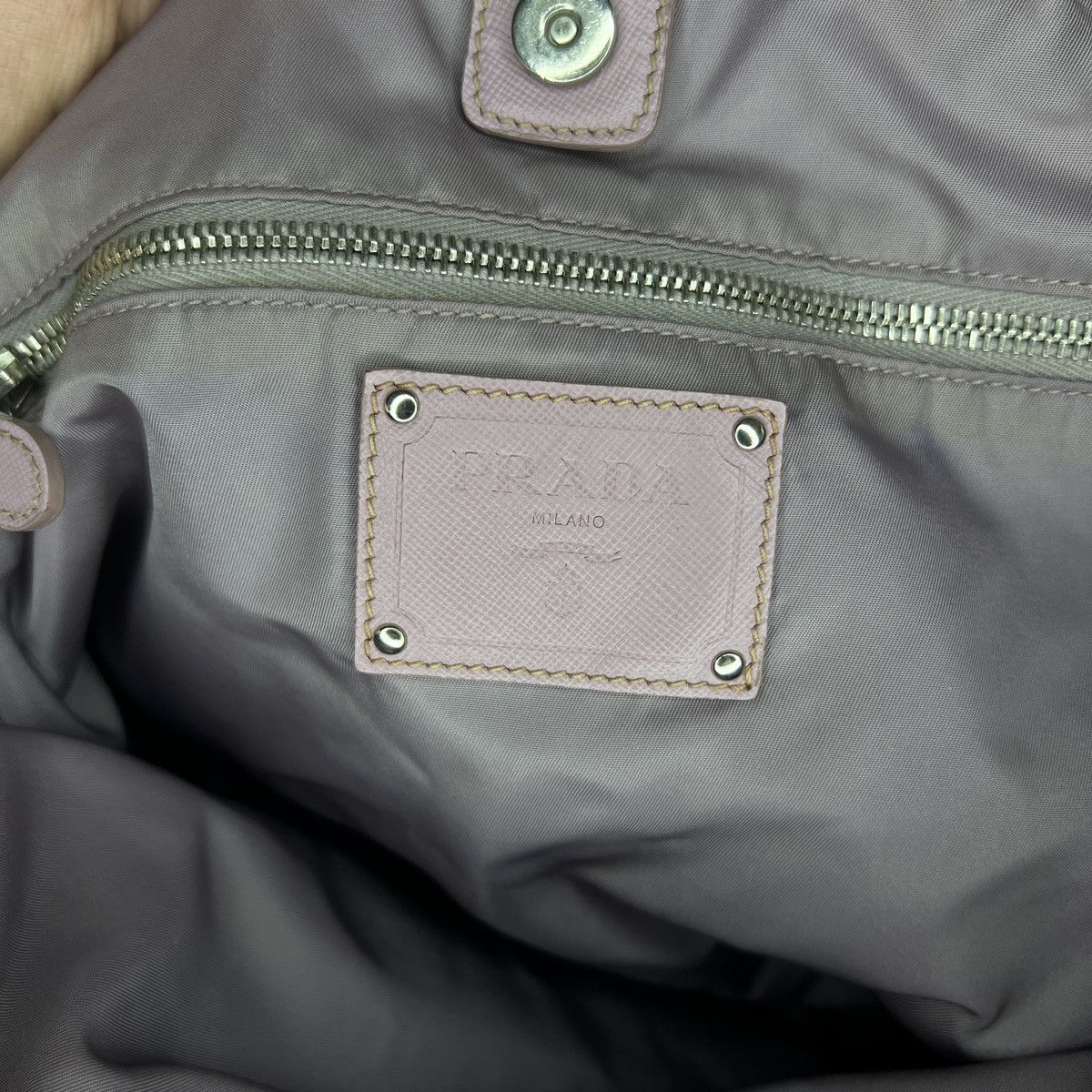 Prada Prada Milano Shoulder Tote Shopper Bag Re-Nylon Purple Logo Size ONE SIZE - 8 Thumbnail