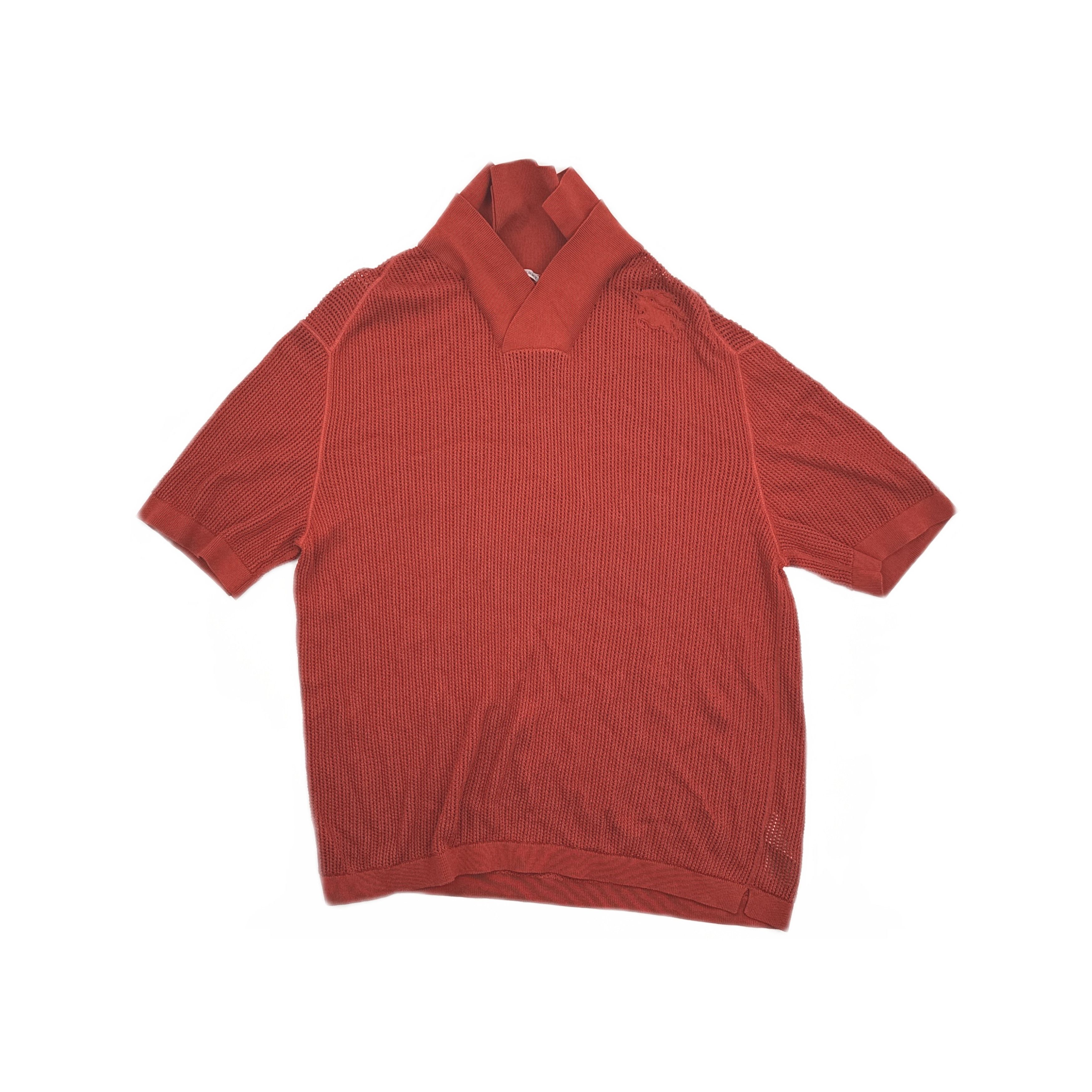 Burberry Burberry Red Knit Polo Size L Size US L / EU 52-54 / 3 - 1 Thumbnail