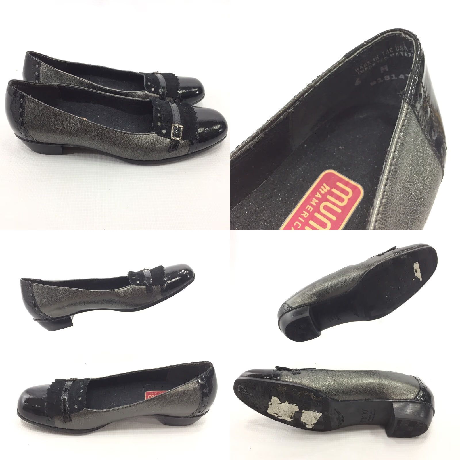 Vintage MUNRO American Womens Flats Black 6M Patent Cap Toe Kiltie Leather Ballet Flat Womens Shoes Size ONE SIZE - 8 Thumbnail