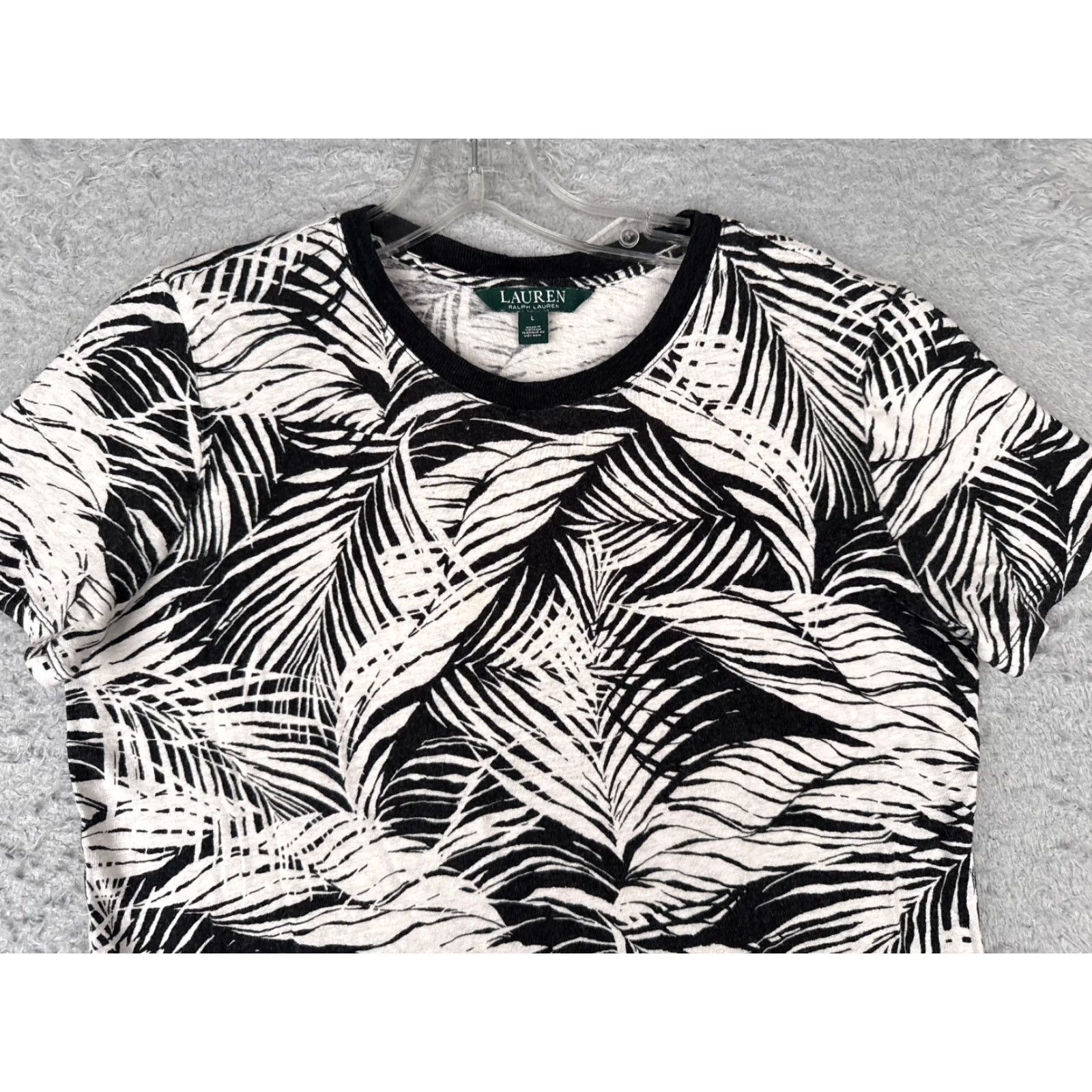 Ralph Lauren VINTAGE Lauren Ralph Lauren Shirt Women L Black Floral Crew Neck Linen Blend Size L / US 10 / IT 46 - 4 Thumbnail