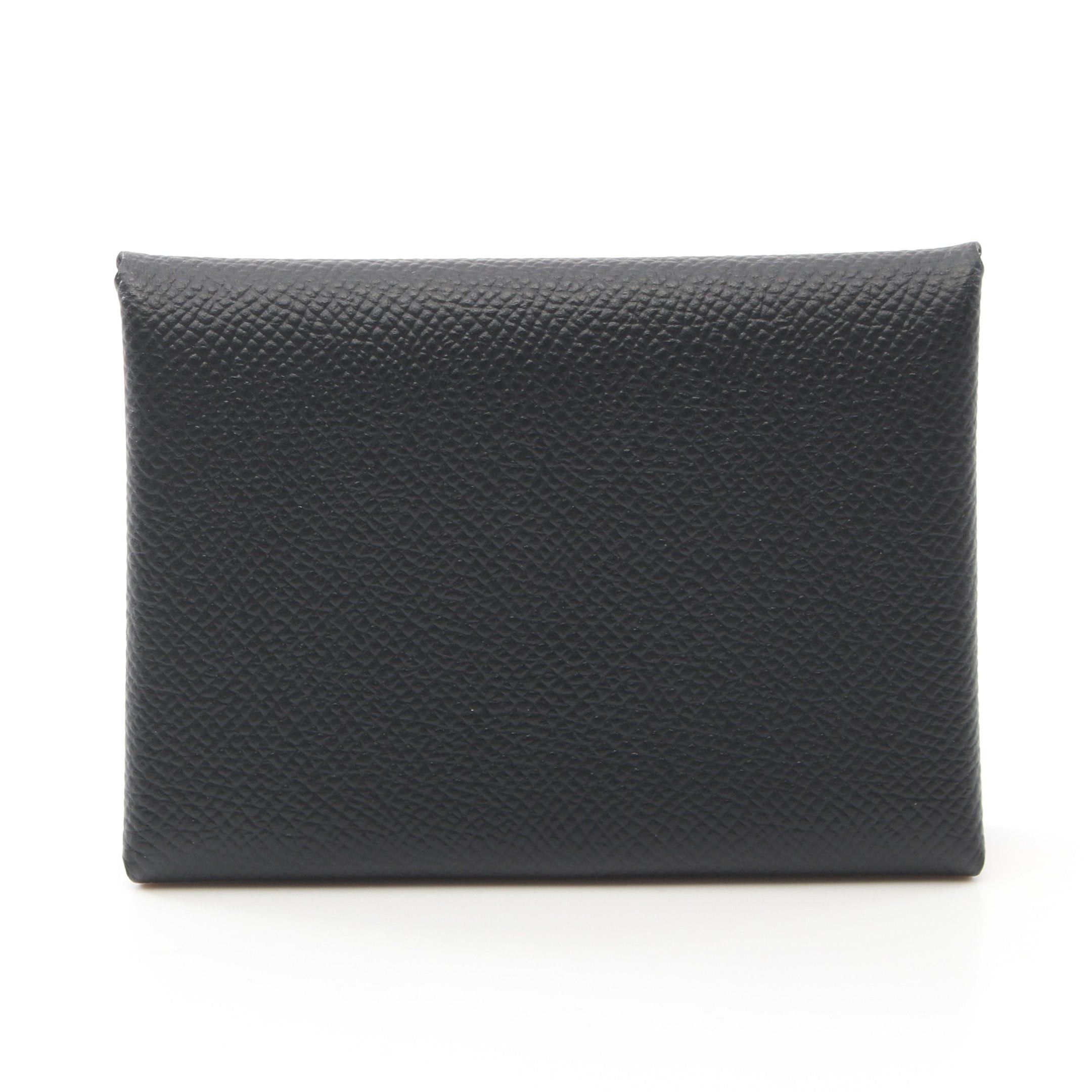 Hermes Calviduo Coin Purse Veau Epsom Black Silver Hardware B Stamp, Women's