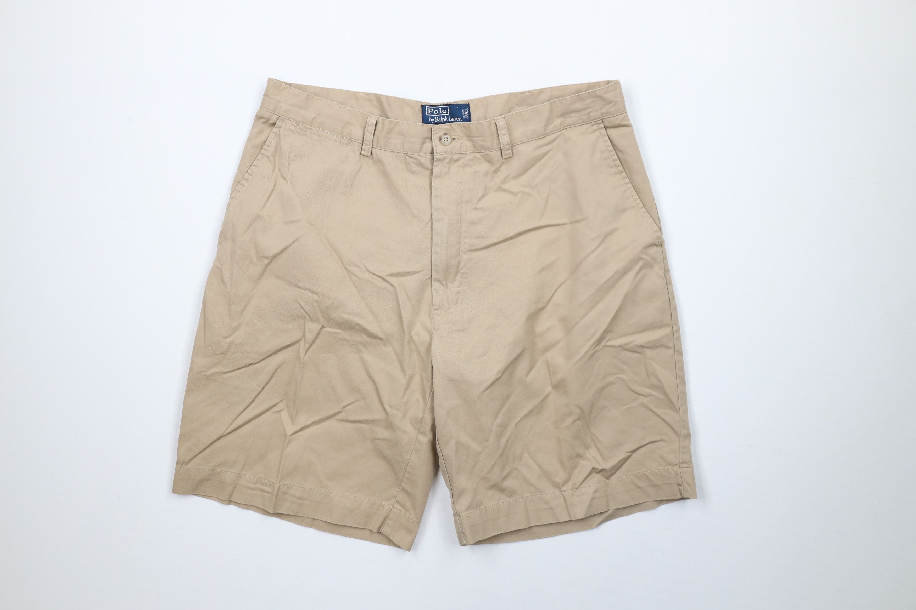 Ralph Lauren × Vintage Vintage 90s Ralph Lauren Front Above Knee Chino Shorts Beige Size US 36 / EU 52 - 1 Thumbnail
