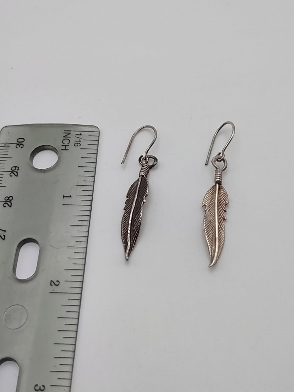 The Unbranded Brand 925 Sterling Silver Feather Dangle Earrings SW Boho Size ONE SIZE - 4 Thumbnail
