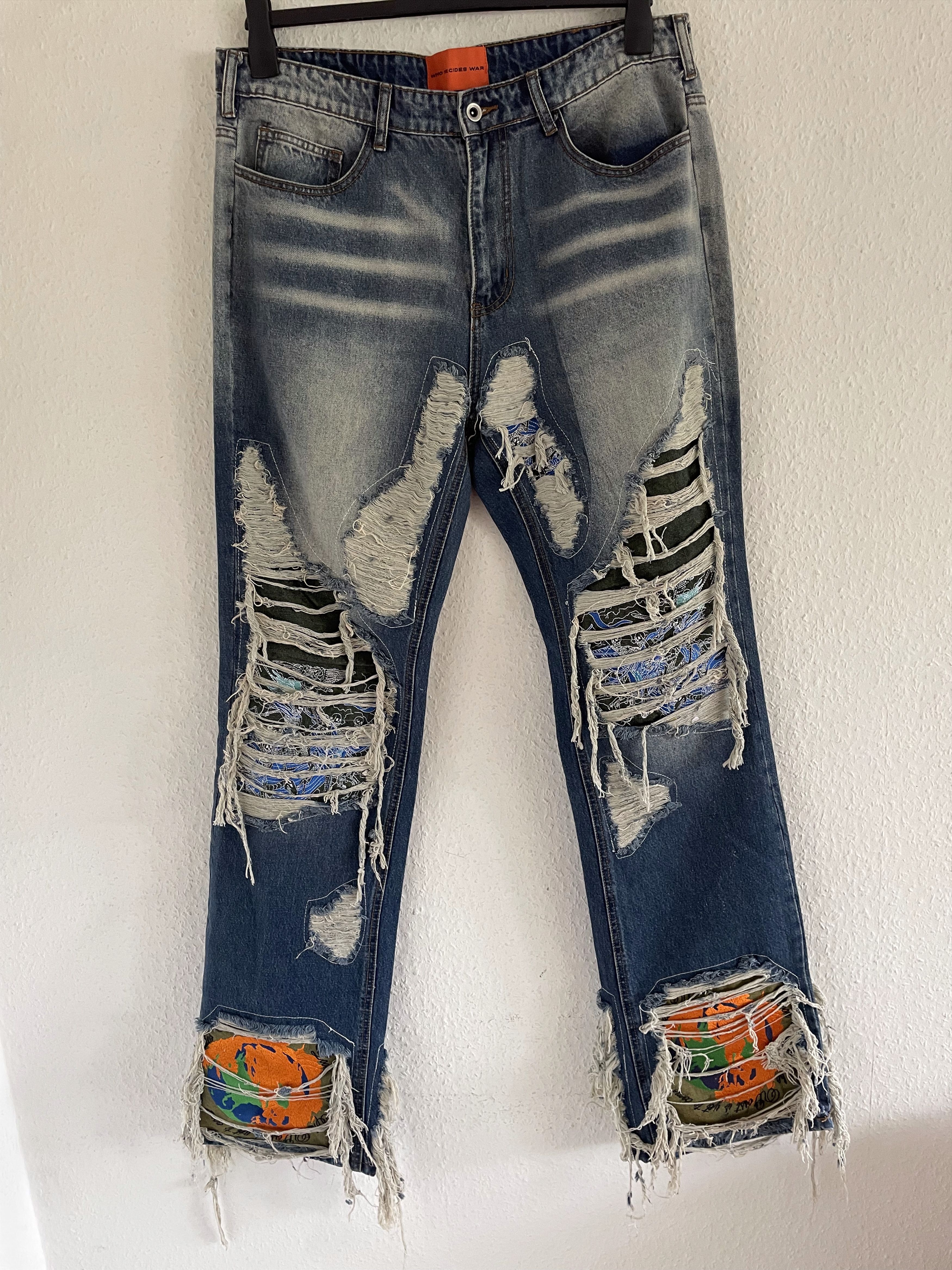 Who Decides War Bandana Patch Flared Jeans Size US 36 / EU 52 - 1 Thumbnail