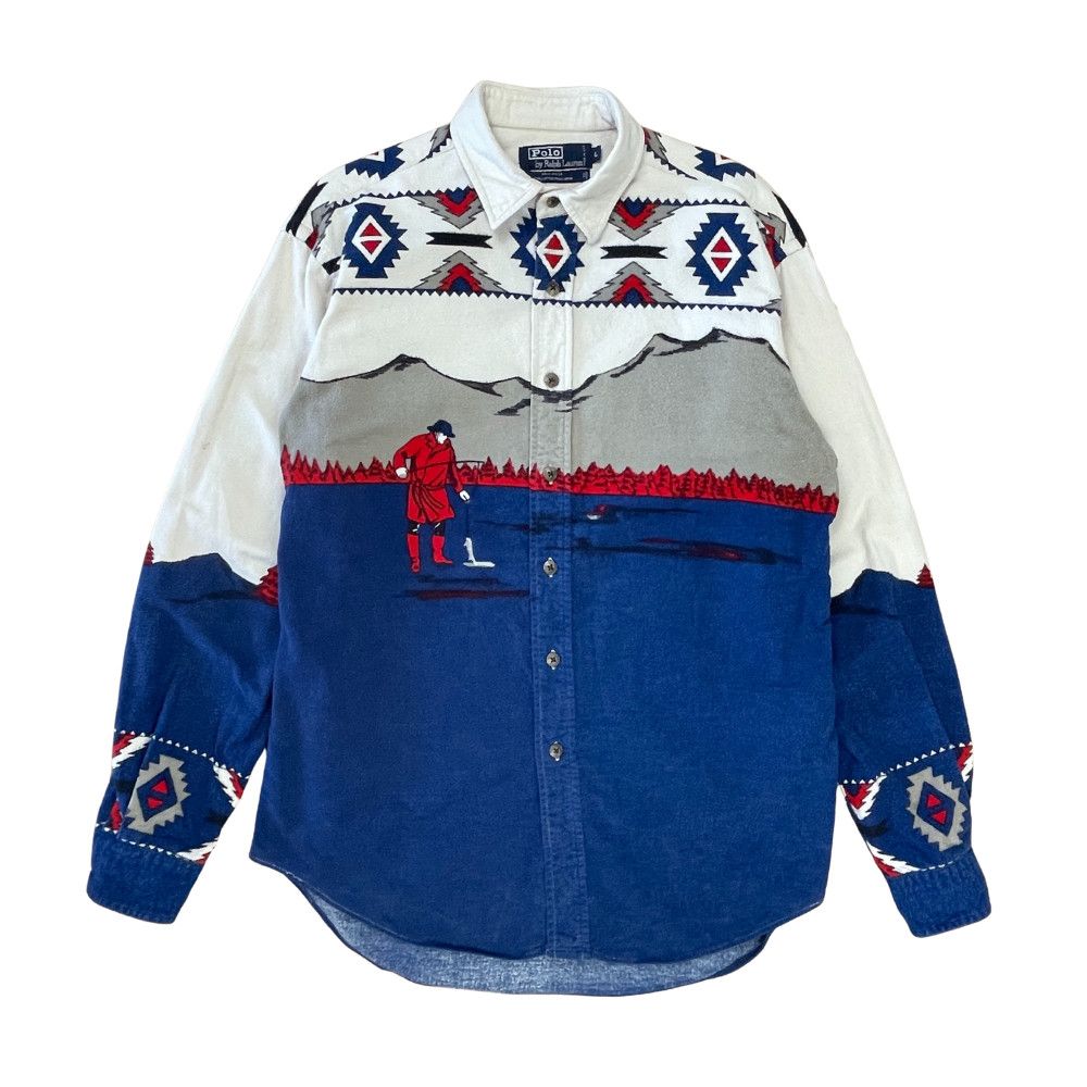 Polo Ralph Lauren 90s “Canoe & Ice Fisherman” Shirt - US Made / Japan Cotton Size US L / EU 52-54 / 3 - 9 Thumbnail