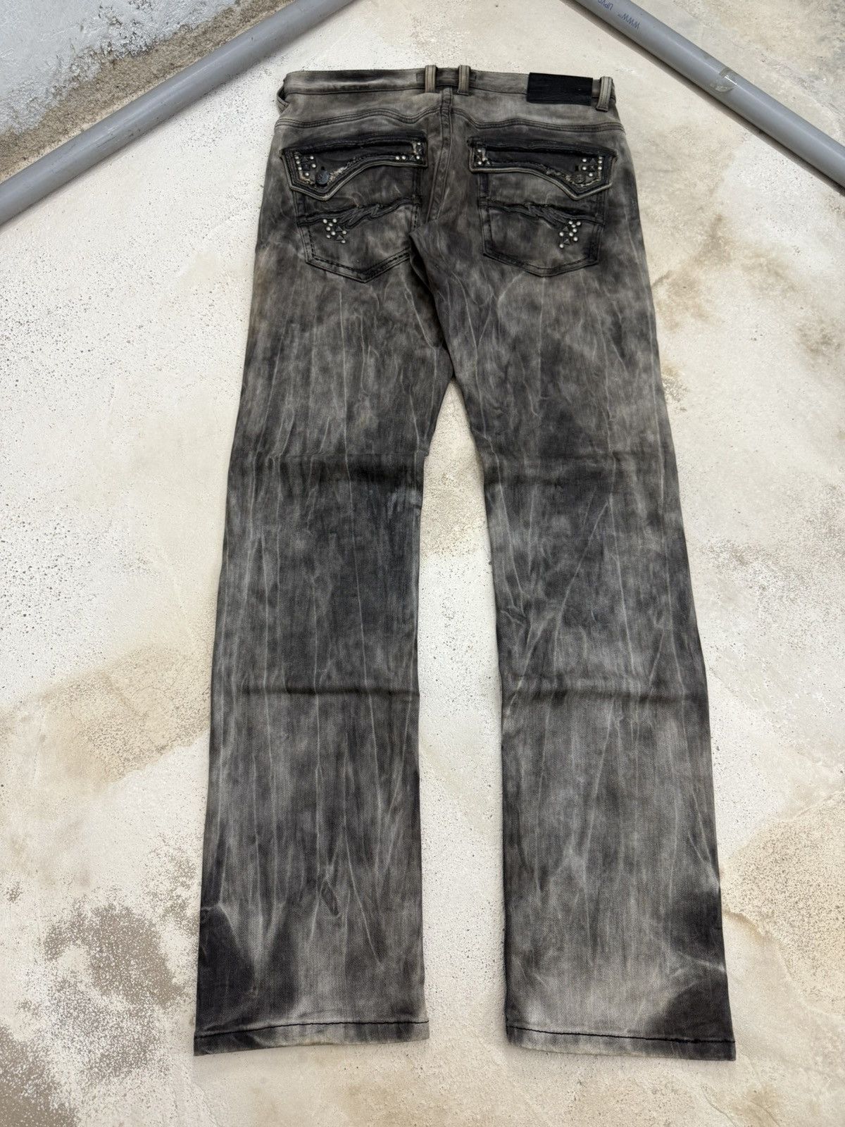 Hysteric Glamour Pasta Denim Studded Shadow Wash Claw Mark Jeans Size US 30 / EU 46 - 2 Thumbnail