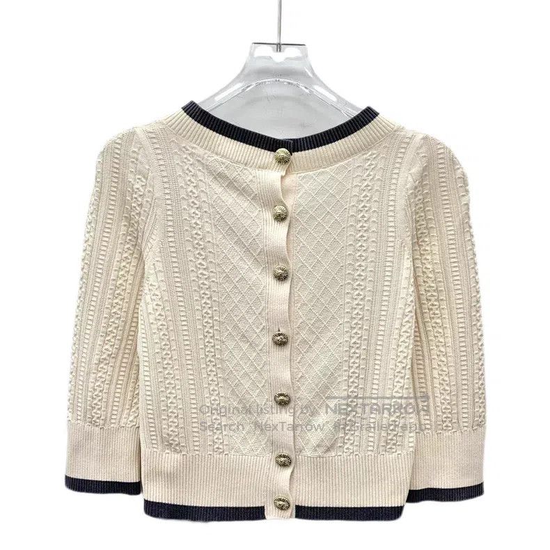 Chanel Chanel Beige jacquard cotton round-neck long-sleeved knitw Size XS / US 0-2 / IT 36-38 - 2 Thumbnail