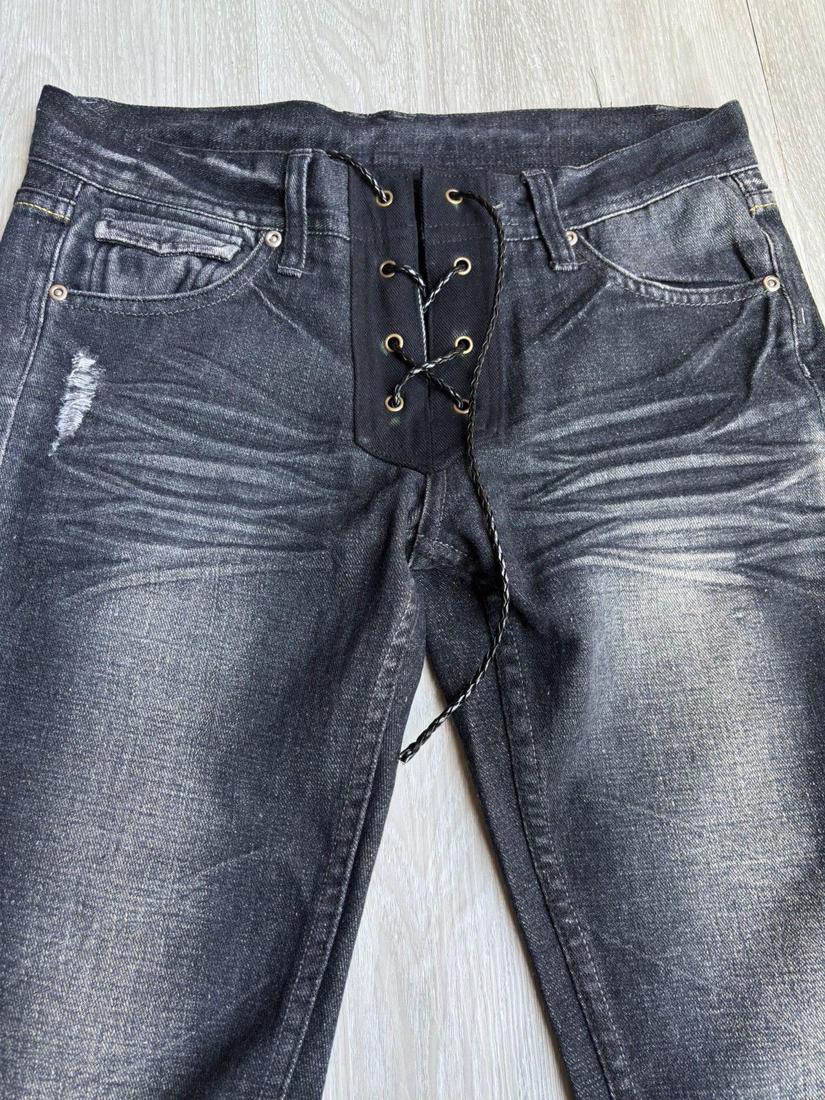 Japanese Brand VERTGARMENTS lace up flare jeans Size US 29 - 2 Thumbnail