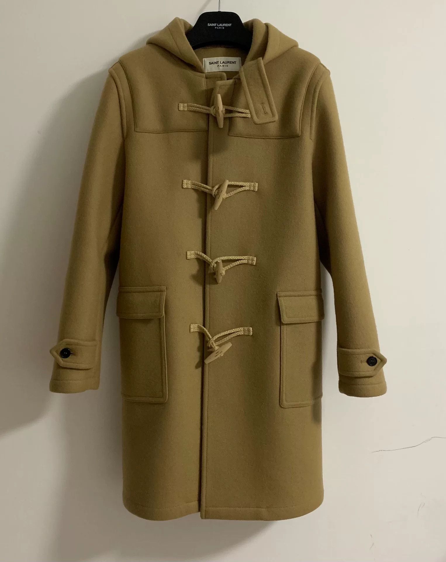 Saint Laurent Paris Saint Laurent Hooded Duffle Coat Beige Size US S / EU 44-46 / 1 - 1 Thumbnail