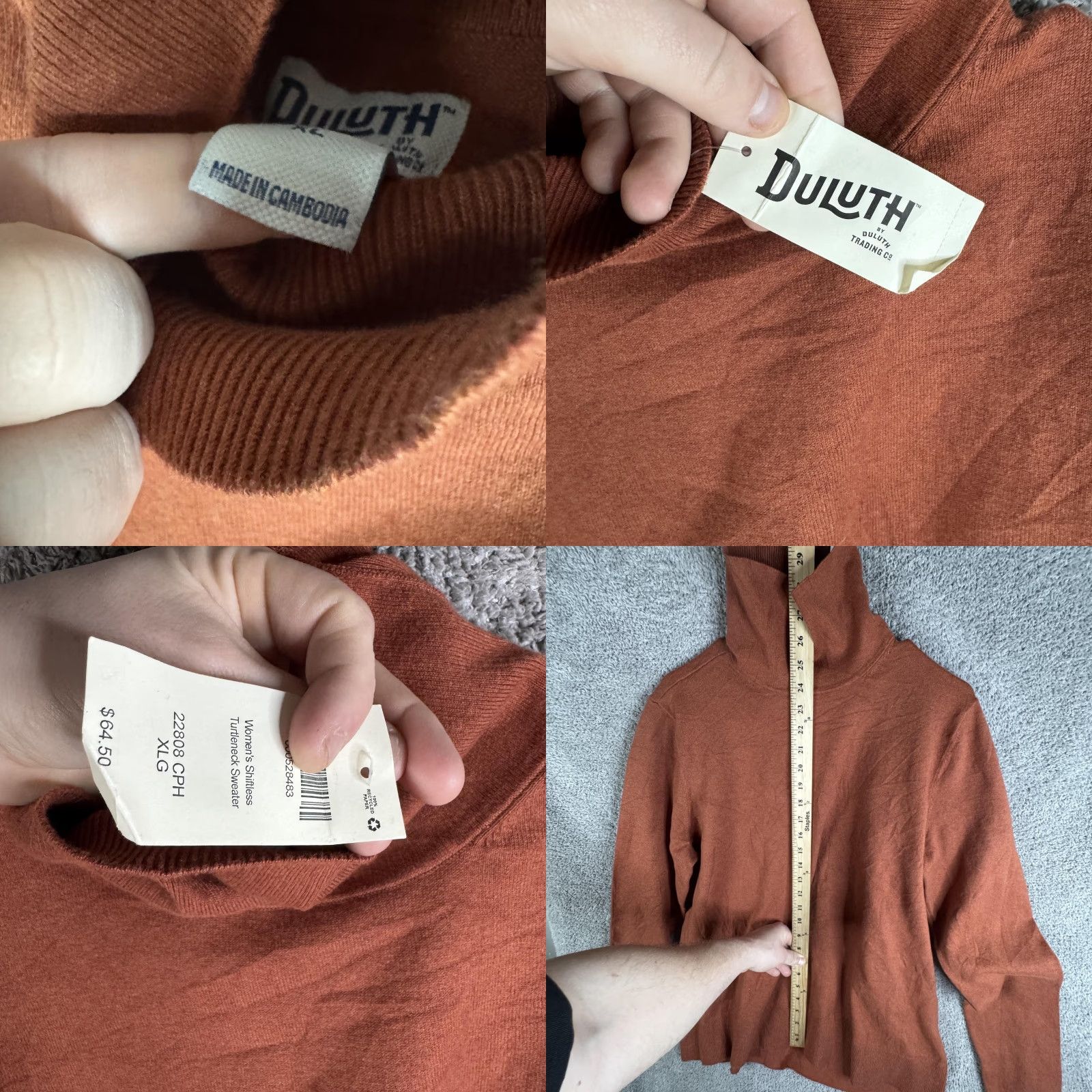 Duluth Trading Company Duluth Trading Co Sweater Womens XL Orange Turtleneck Knit Pullover Shiftless Size XL / US 12-14 / IT 48-50 - 8 Thumbnail