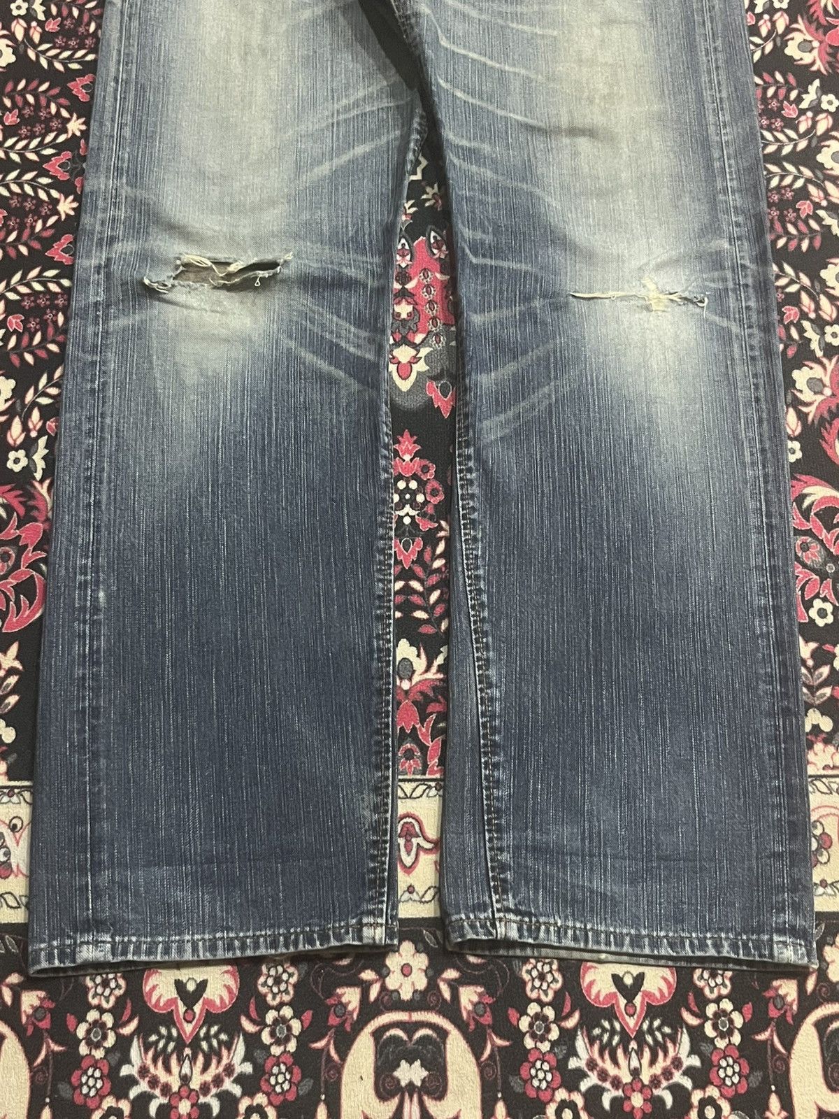 Edwin Vintage Edwin XVS Japan Blue Washed Distressed Jeans Size US 34 / EU 50 - 10 Thumbnail
