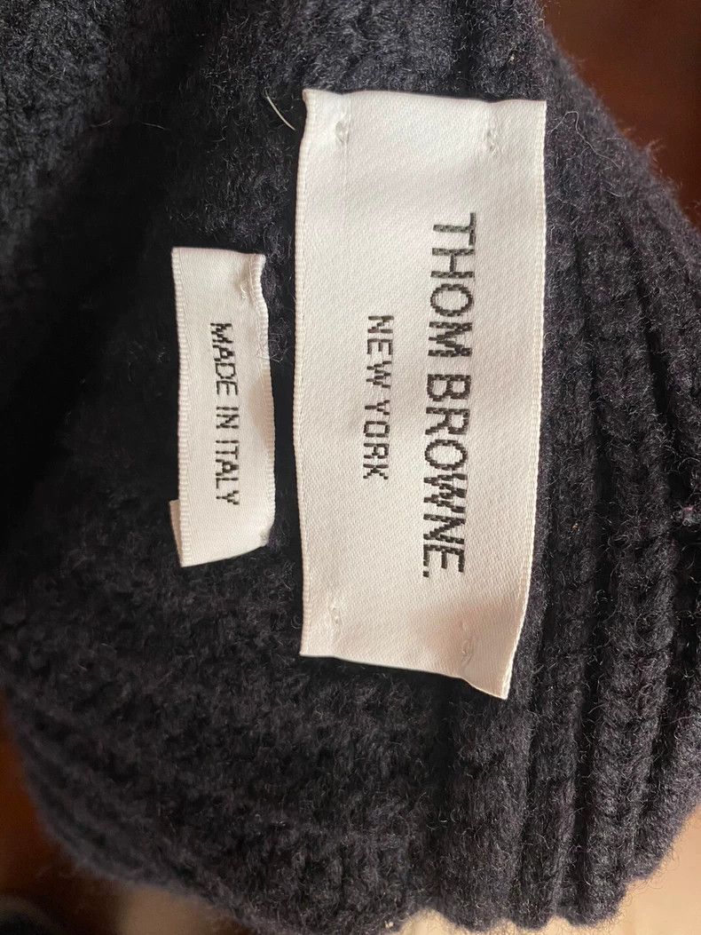 Thom Browne Thom Browne A dark blue wool knit coat Size US L / EU 52-54 / 3 - 9 Thumbnail