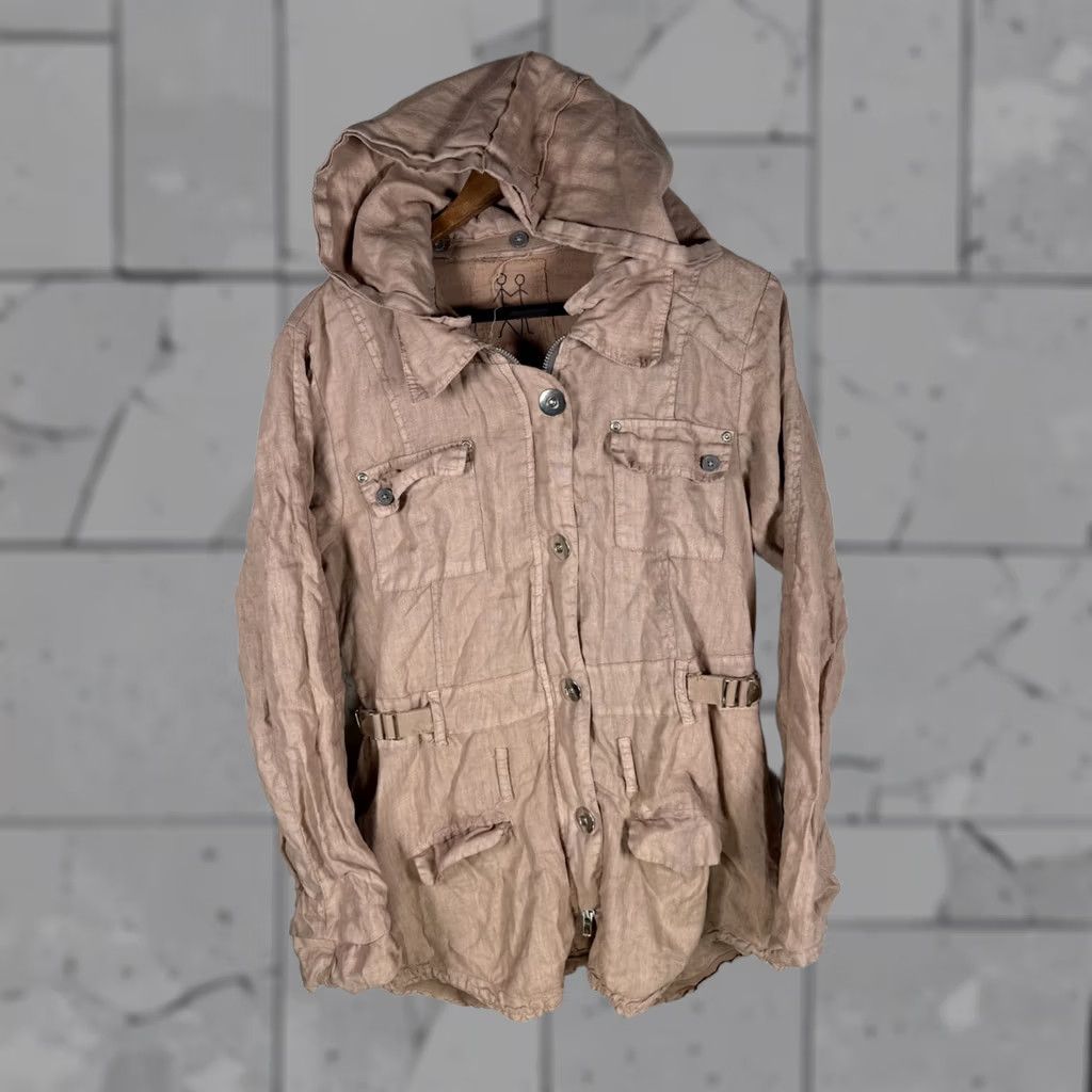 Vintage Pete & Greta LINEN Hooded Jacket Womens M Beige Full Zip Hoodie Size M / US 6-8 / IT 42-44 - 1 Thumbnail
