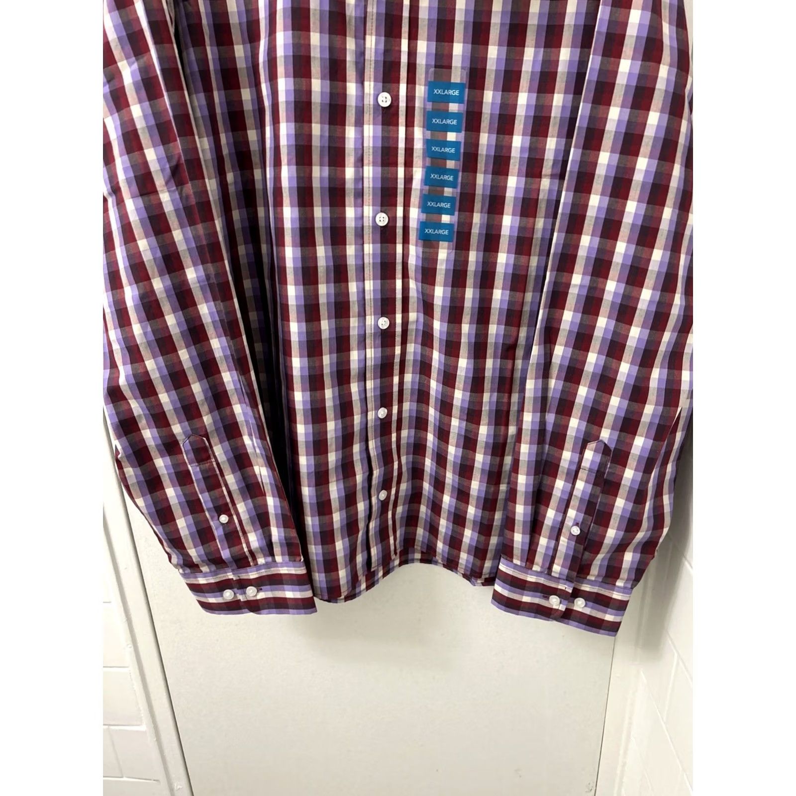 Haggar VINTAGE Haggar Shirt Mens 2XL Wine Plaid Button-Down Long Sleeve NWT Size US XXL / EU 58 / 5 - 3 Thumbnail