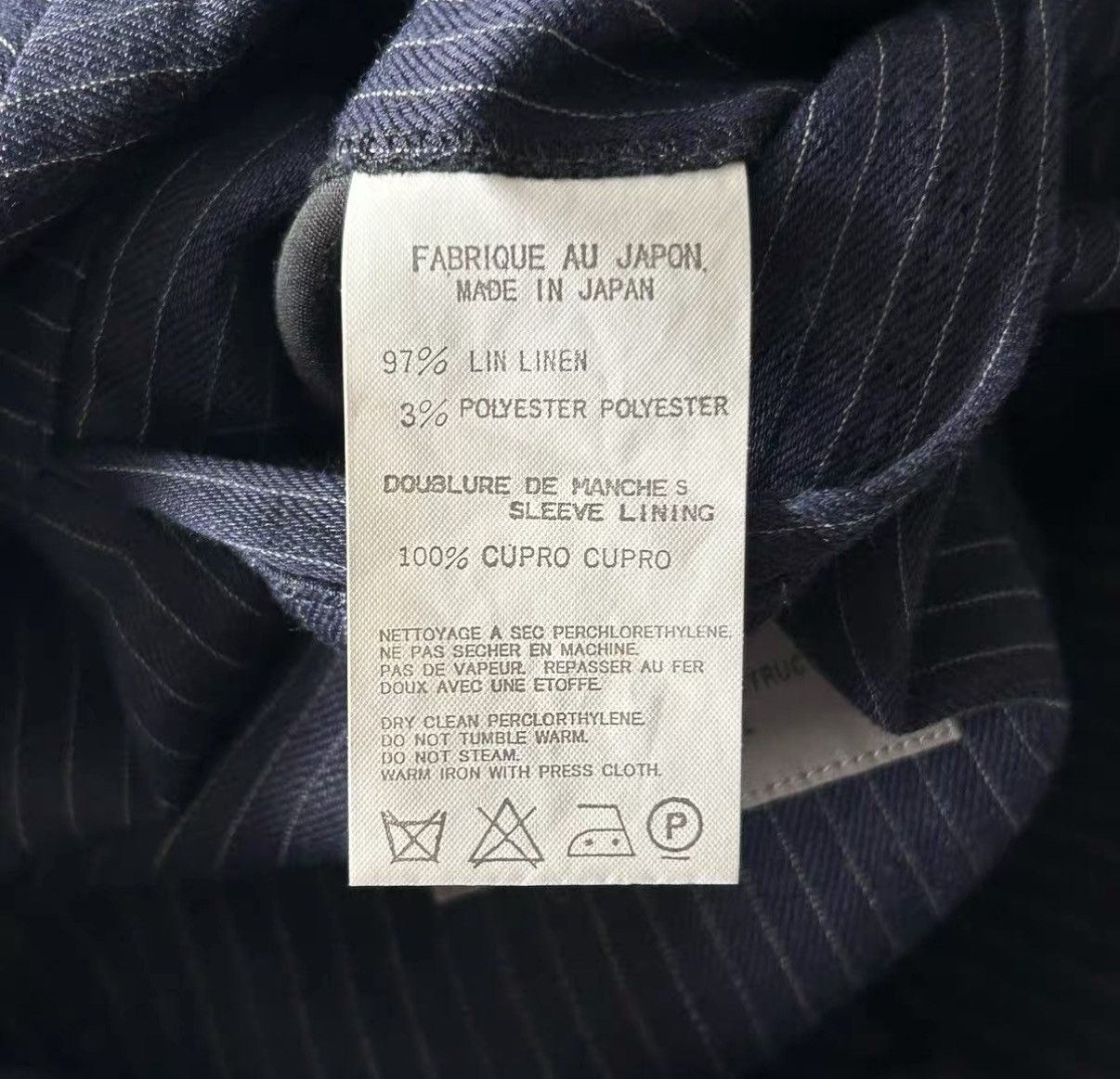 Yohji Yamamoto Yohji Yamamoto Tortoise Shell Button Linen Stripe Blazer K4 Size US L / EU 52-54 / 3 - 8 Thumbnail