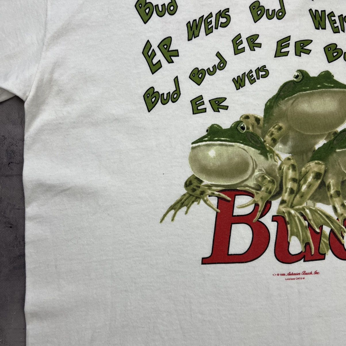 Budweiser Rare! Budweiser Frog Big Logo Tee 90s Single Stitch Vintage Size US XL / EU 56 / 4 - 7 Thumbnail