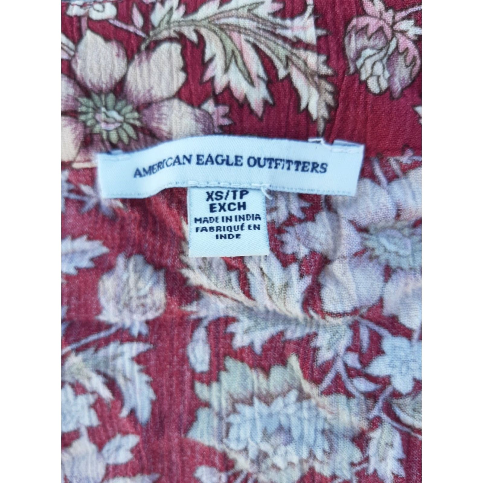 American Eagle Outfitters American Eagle Dress Long Sleeve Red Floral XS TP Size XS / US 0-2 / IT 36-38 - 2 Thumbnail