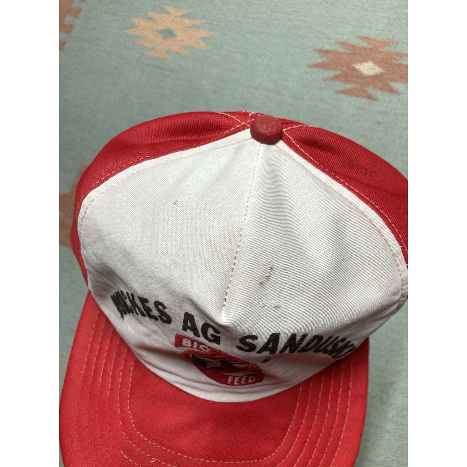 Vintage VINTAGE A&G Snapback Hat Cap Red Adjustable Men Distressed Sandusky Michigan H feed farm Wickes OG Big H Size ONE SIZE - 3 Thumbnail