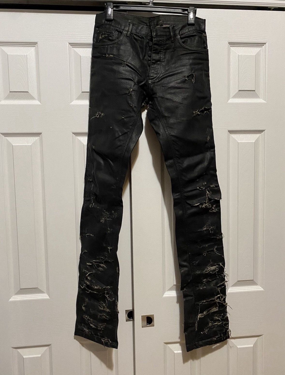 Dior Dior SS04 “Strip” Destroyed Waxed Denim Size US 30 / EU 46 - 1 Thumbnail