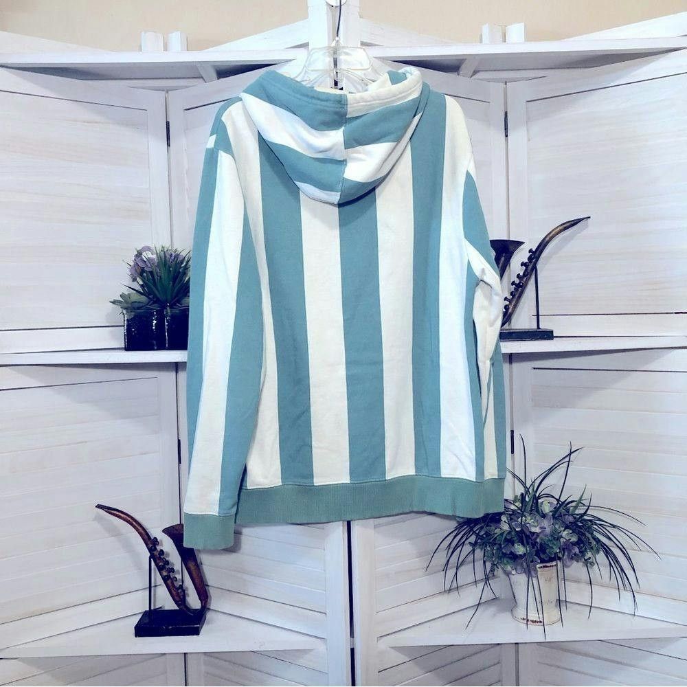 Urban Outfitters Urban Outfitters greenish blue cream striped hoodie sz M Size US M / EU 48-50 / 2 - 2 Thumbnail