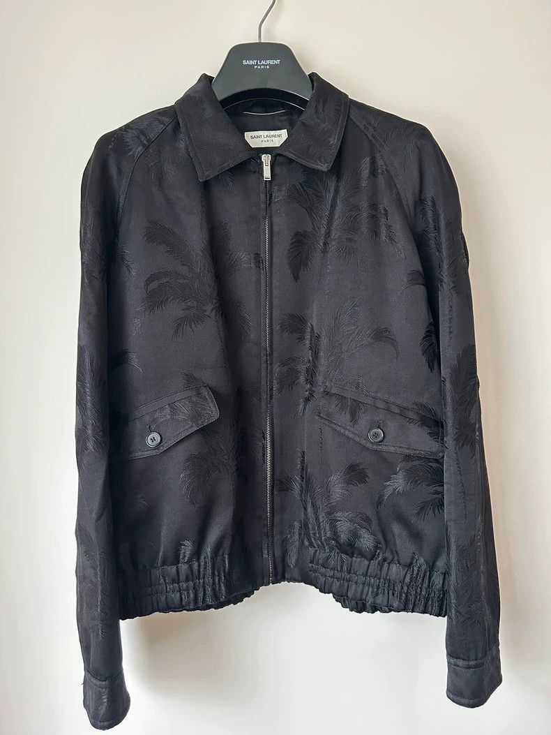 Saint Laurent Paris Saint Laurent Black Silk Palm Tree Embroidered Jacket- Size US XL / EU 56 / 4 - 1 Thumbnail