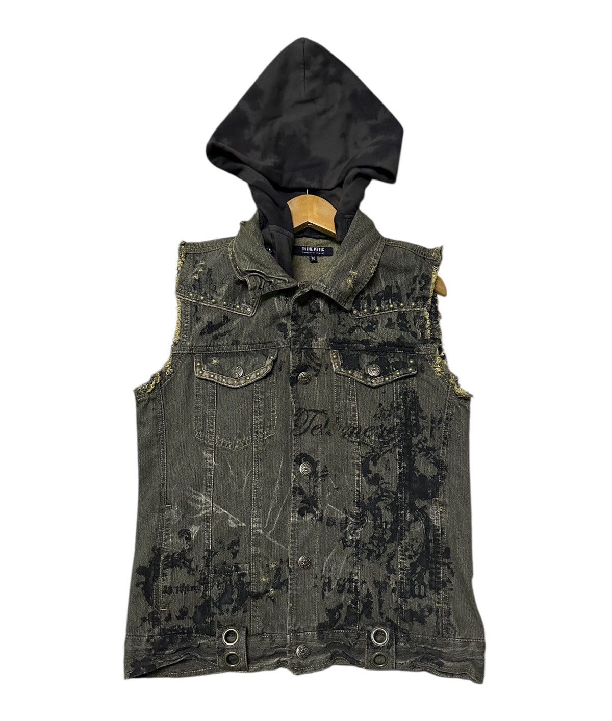 In The Attic In The Attic" brand bondage sleeveless denim jacket hooded Size M / US 6-8 / IT 42-44 - 1 Thumbnail
