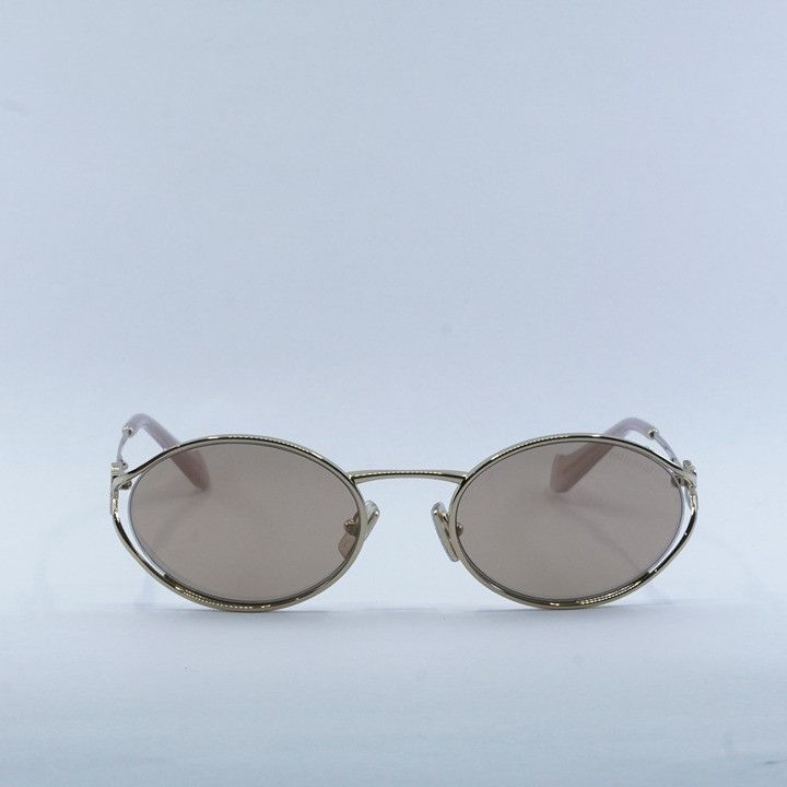Miu Miu Miu Miu MU52YS ZVN20F Sunglasses Pale Gold Oval Frame, Pink Size ONE SIZE - 3 Thumbnail