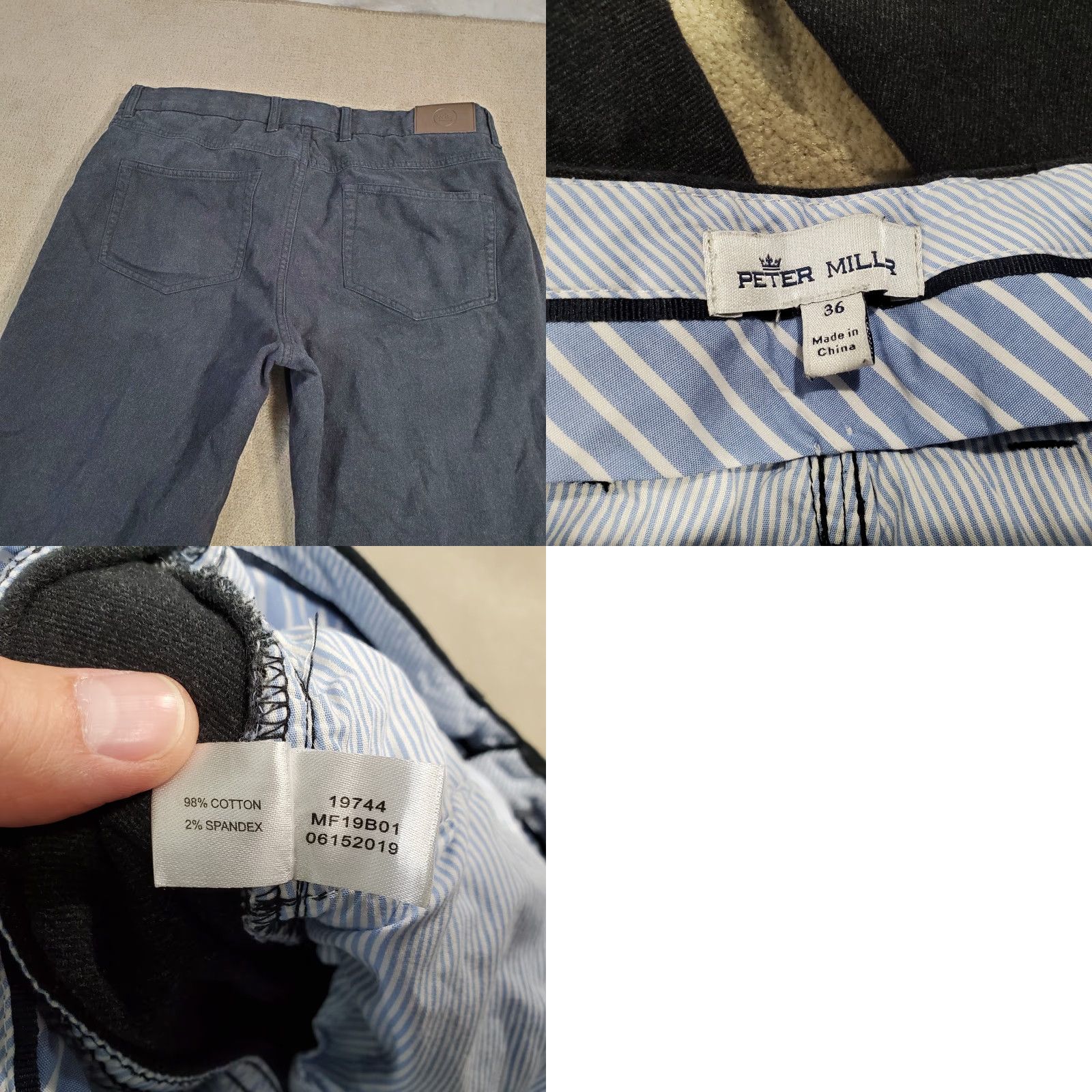 Peter Millar Peter Millar Pants Mens 36x29 Black Chino Flat Front 5 Pocket Lightweight Logo Front Size US 36 / EU 52 - 8 Thumbnail