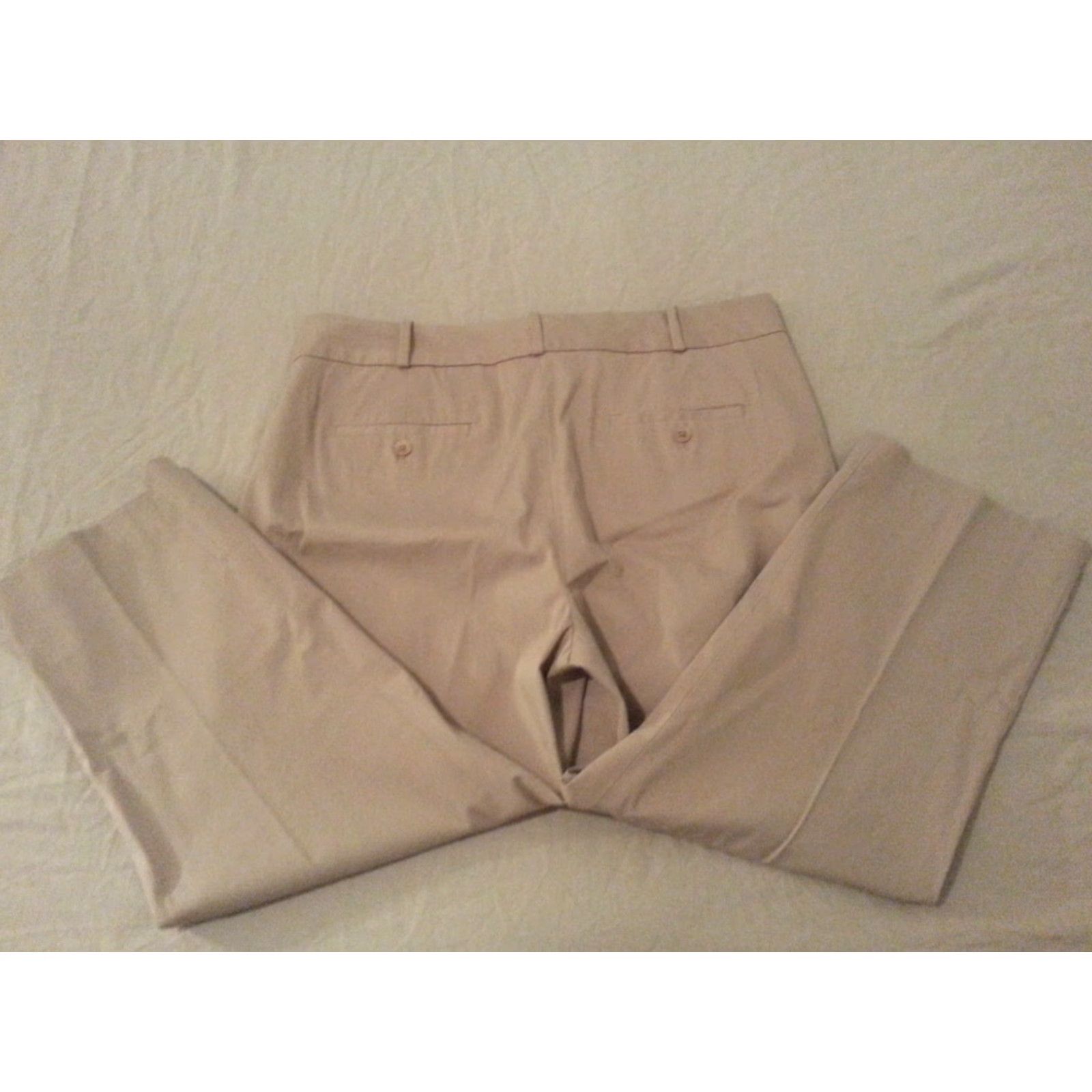 Talbots Womens Talbots Pants 12 Khaki Cotton Slack Chino Trouser Beige Dress Style Curvy, Regular, 24 1/2 Inseam, 17 1/2" Waist, Womens, Trousers Size 34" / US 12 / IT 48 - 2 Thumbnail