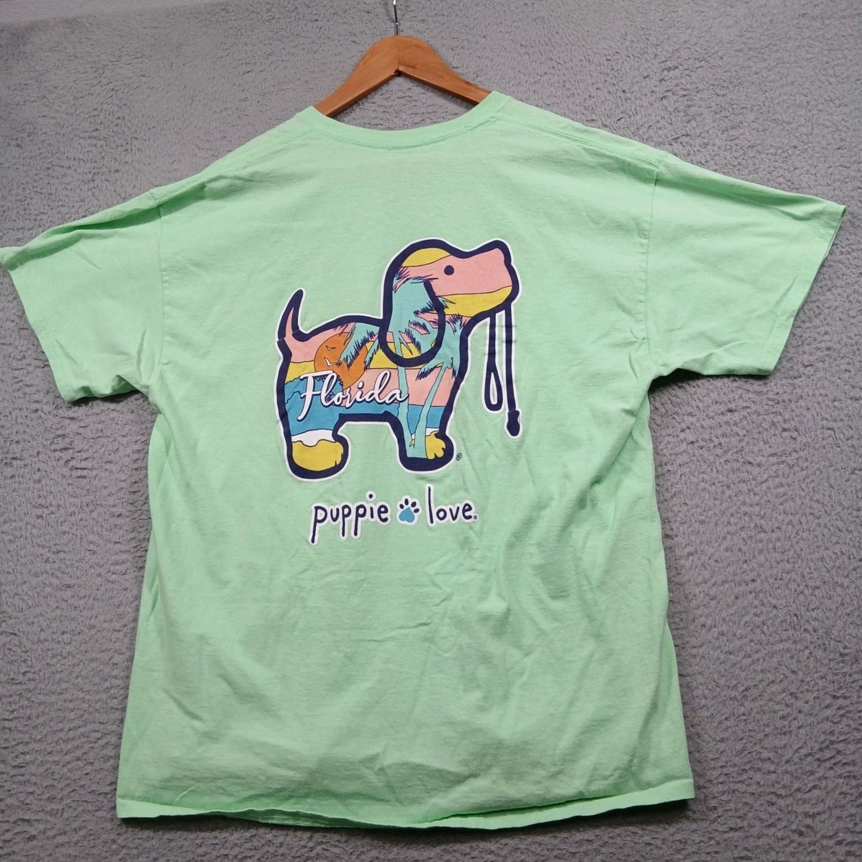 Vintage Puppie Love T-Shirt Mens XL Green Florida Rescue Dog Graphic Printed in USA Size US XL / EU 56 / 4 - 3 Thumbnail