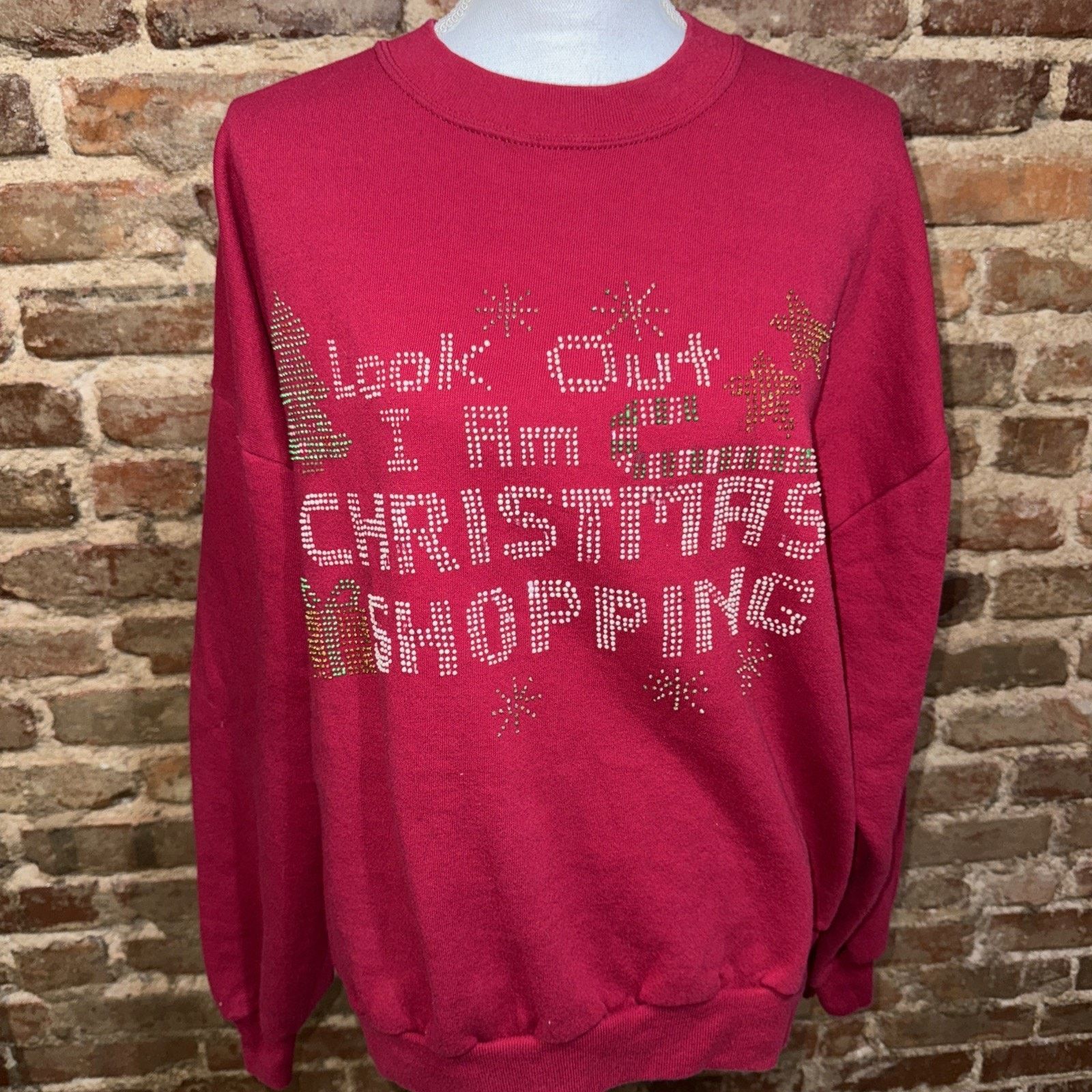 Jerzees Jerzees Vintage Granny Christmas Sweatshirt Size 2XL RED Size US XL / EU 56 / 4 - 2 Thumbnail