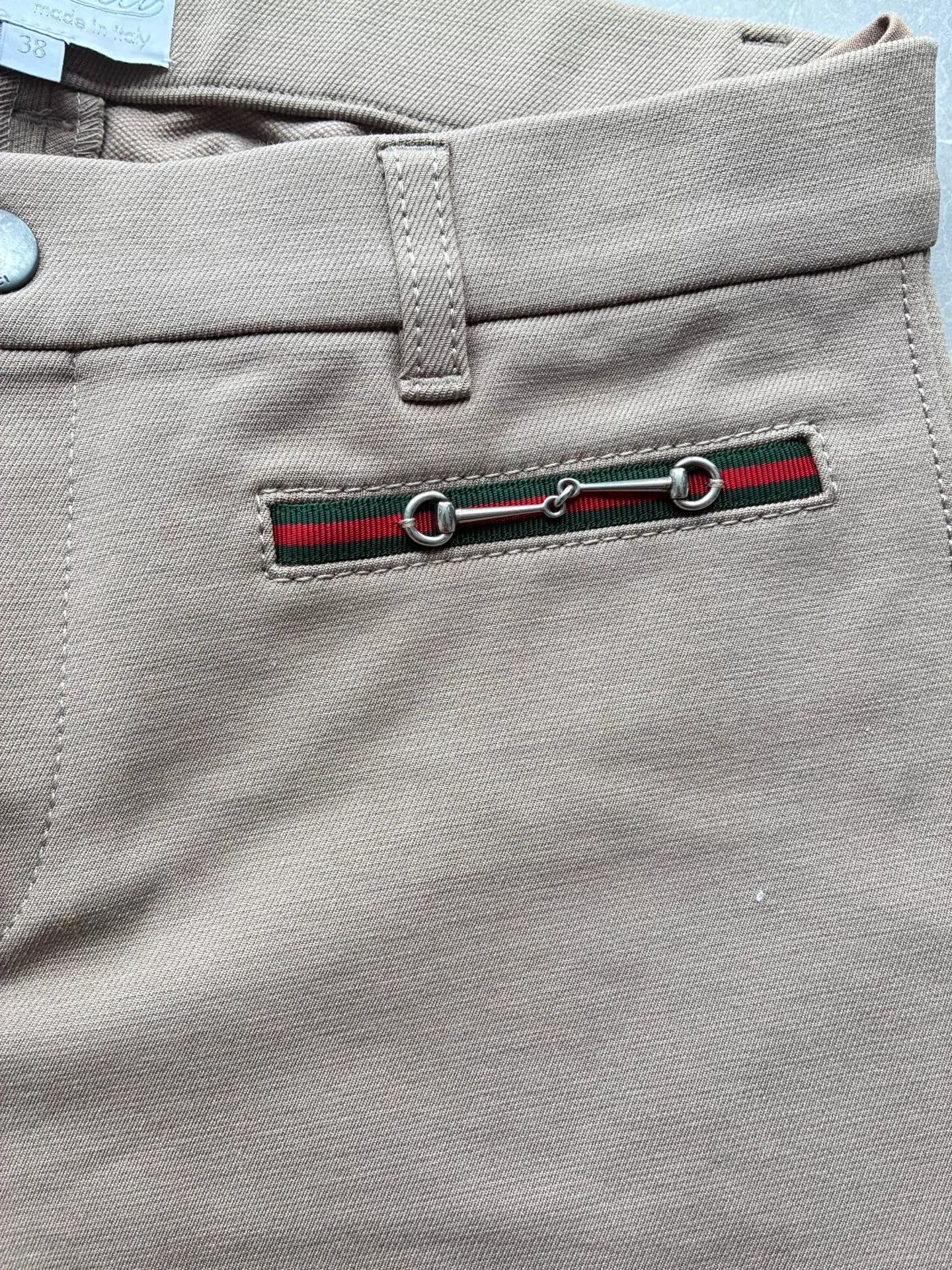 Gucci Gucci Khaki Riding Trousers 38 Red/Green Webbing Size 26" / US 2 / IT 38 - 4 Thumbnail