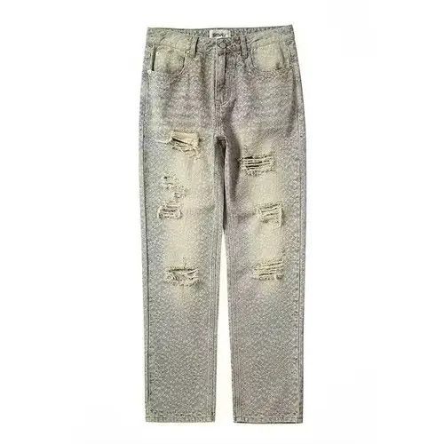 Japanese Brand Leopard Ripped frayed hole blue washed jeans Size US 34 / EU 50 - 4 Thumbnail
