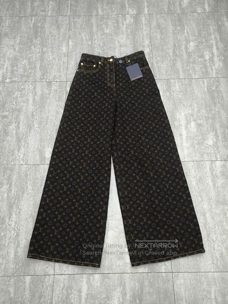 Louis Vuitton Louis Vuitton 25 New Black and Gold Laohua Wide Leg Jeans Size 33" - 1 Thumbnail