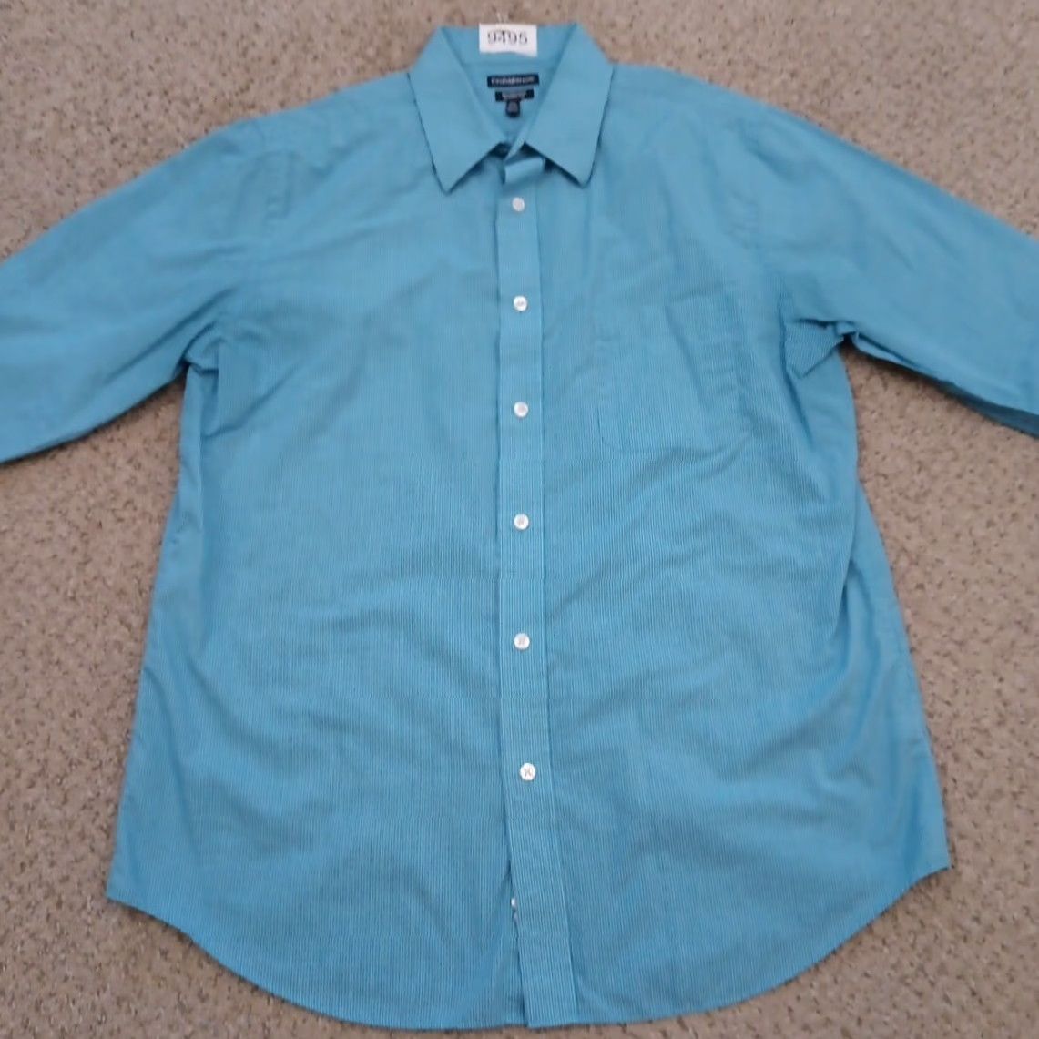 Croft & Barrow Croft & Barrow Shirt Mens 16.5 Blue Plaid Long Sleeve Button Up Cotton Blend Size US XL / EU 56 / 4 - 5 Thumbnail