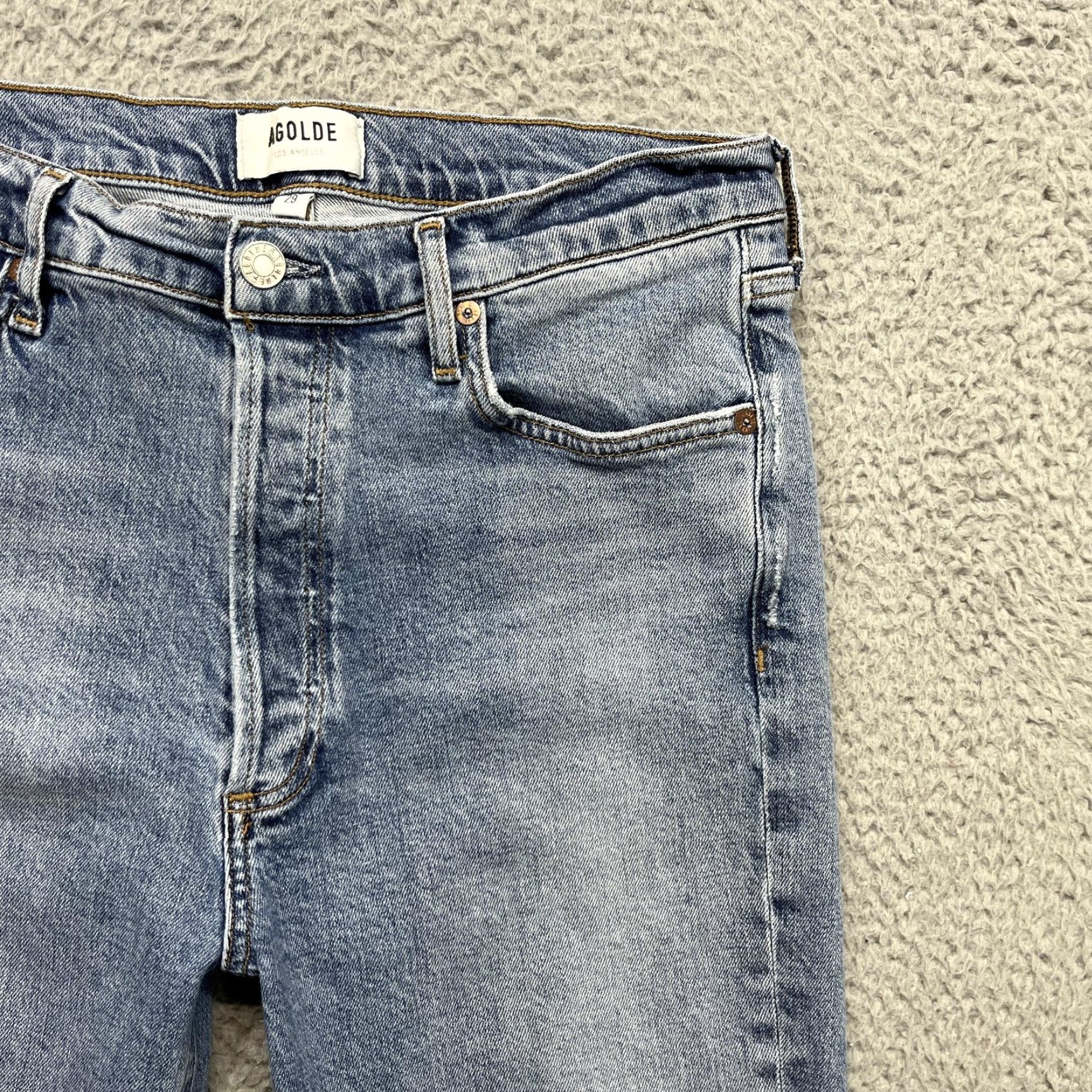 Agolde AGOLDE Nico Jeans Womens 29 Light Wash High Rise Slim Skinny Button Fly Denim Jeans Size 29" - 5 Thumbnail