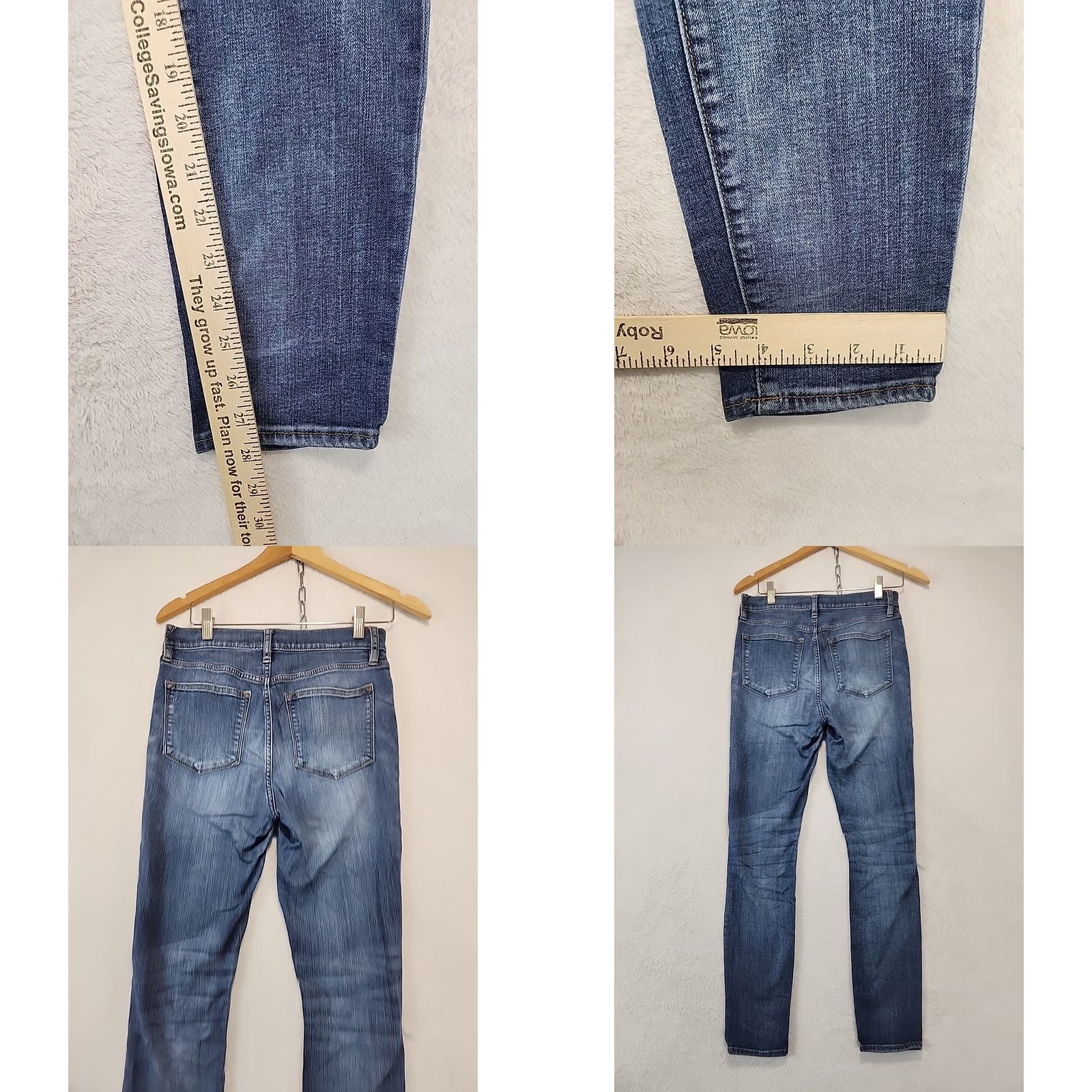 J.Crew J.CREW Stretch Skinny Ankle Blue Jeans Distressed Women's Sz 28 Whiskered Faded Size 28" / US 6 / IT 42 - 8 Thumbnail