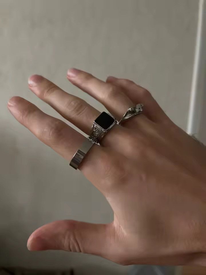 Jewelry 3pcs/set Square Oil Drip Ring Sets Size ONE SIZE - 1 Thumbnail