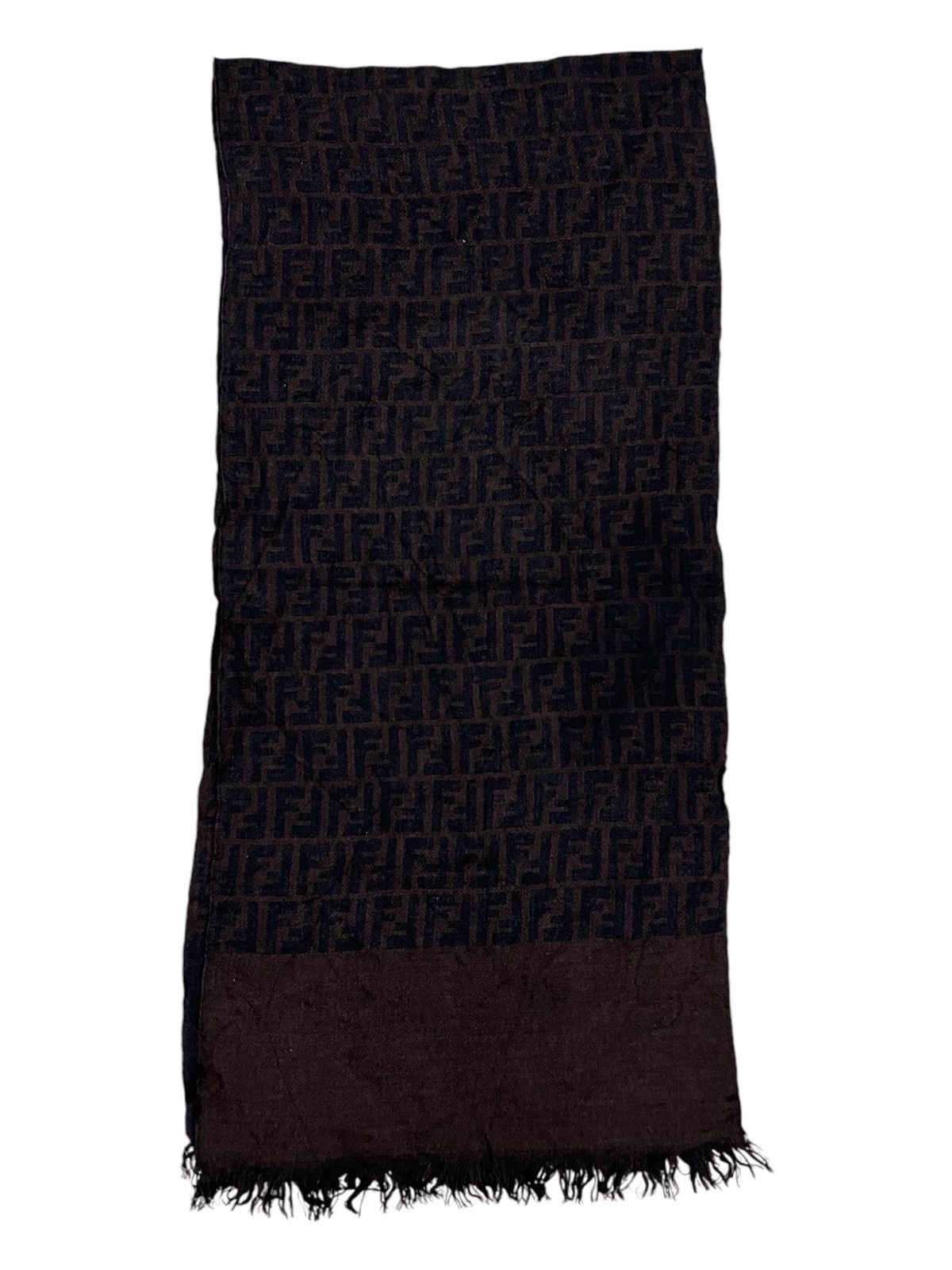 Fendi × Vintage Vintage Fendi Zucca FF Jacquard Monogram Wool Scarf Muffler Size ONE SIZE - 4 Thumbnail