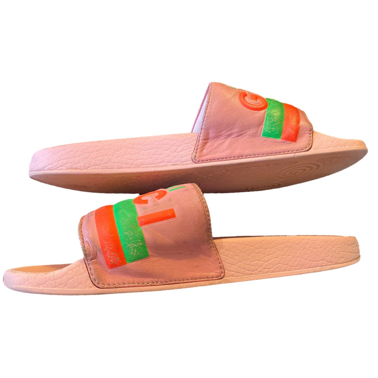 Auth Gucci Limited Edition Neon Pink Pool Beach Slides 6