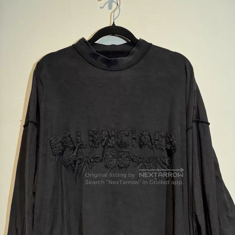 Balenciaga Balenciaga Letter Patch Destroyed Vintage Long Sleeve Size US M / EU 48-50 / 2 - 2 Thumbnail
