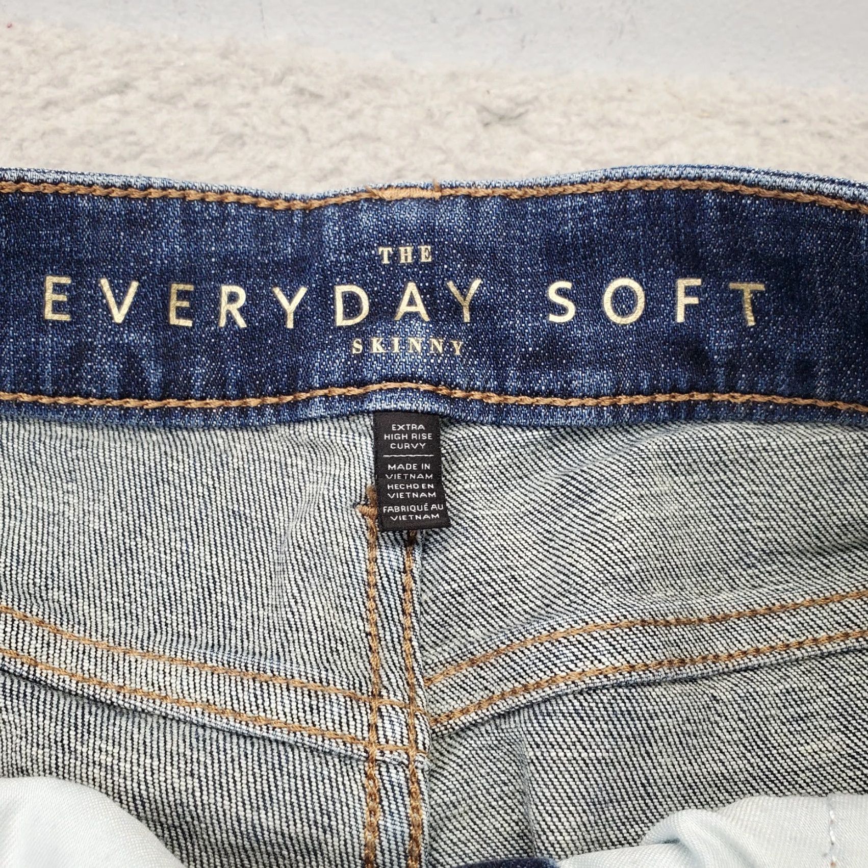 Vintage Womens The Everyday Soft Skinny Jeans Blue 14 High Rise Curvy Easy Care 5-Pocket Denim Pants Size 36" / US 14 / IT 50 - 6 Thumbnail