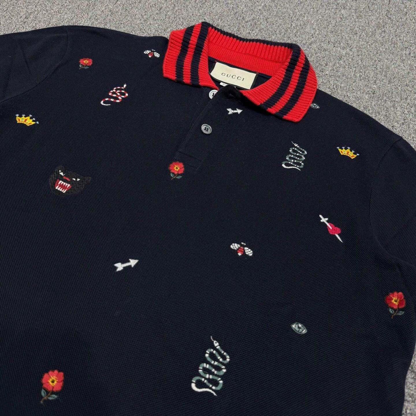 Gucci Gucci Black All Over Print Embroidered Polo XXL 99 New Size US XXL / EU 58 / 5 - 3 Thumbnail
