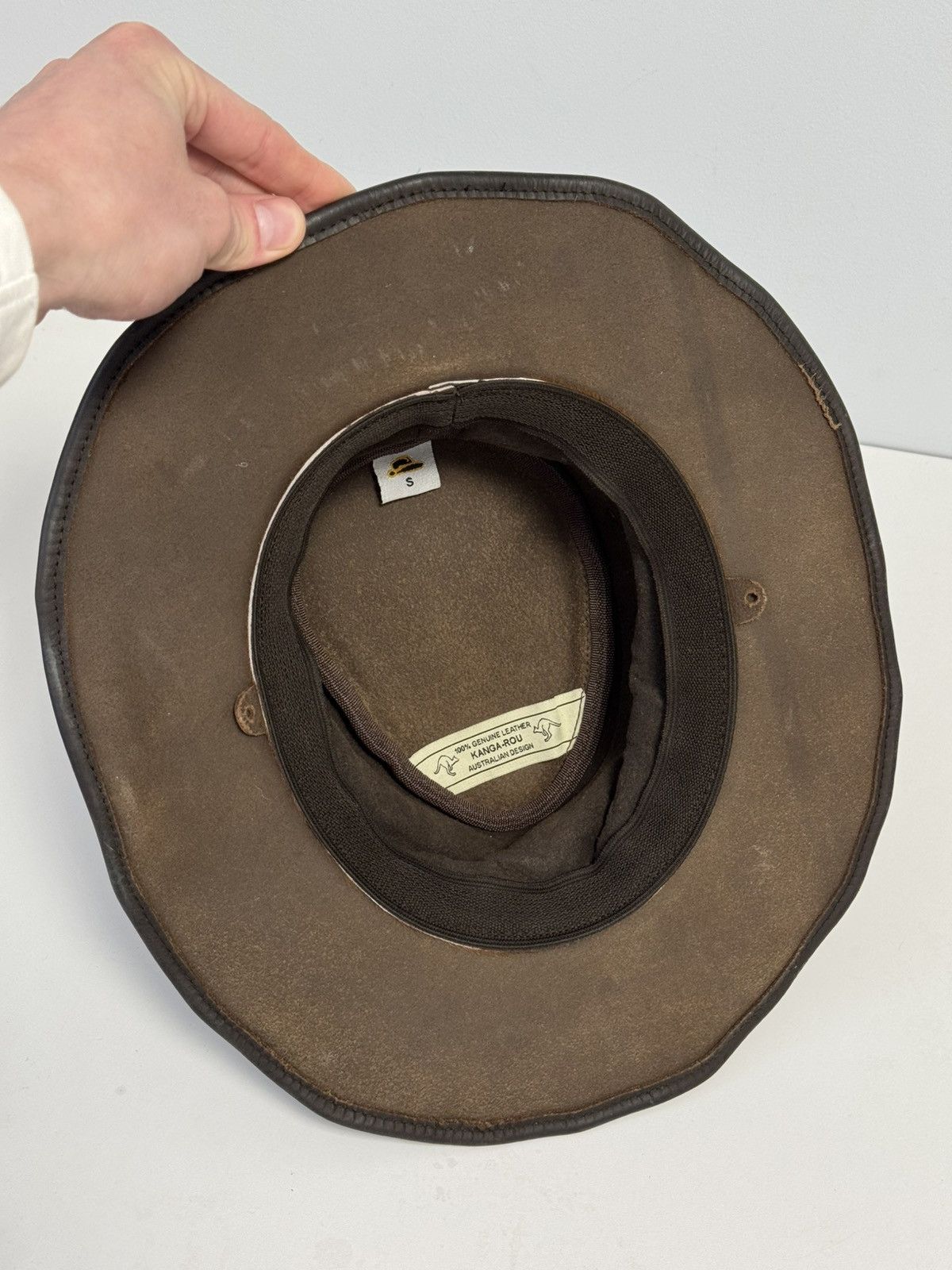 Other Kanga-Rou Brown Leather Outback Hat Vintage Australian Style Size ONE SIZE - 10 Thumbnail